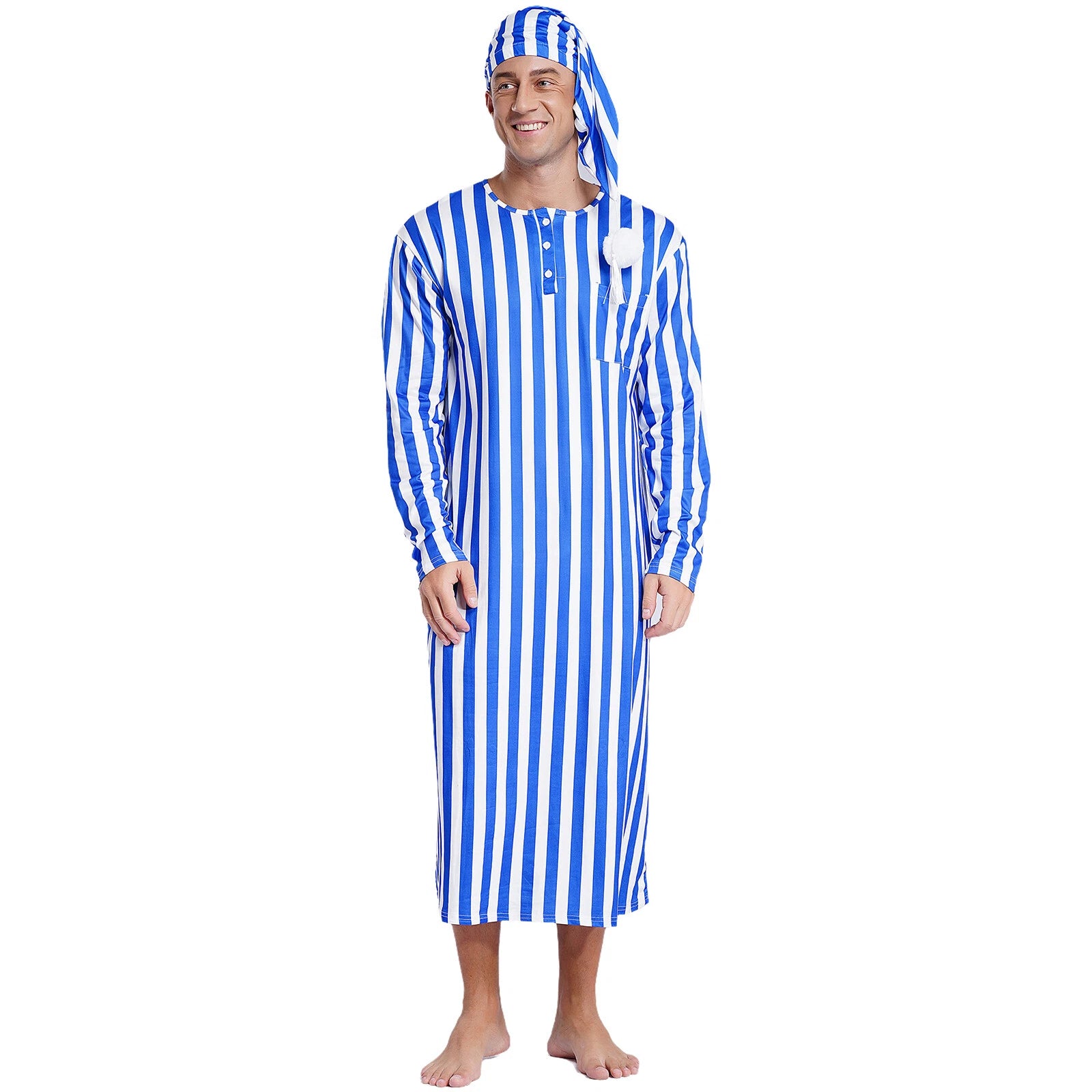 Mens Nightgowns Saudi Nightwear Plaid Pajamas Nightshirt Loungewear Sleeping Up