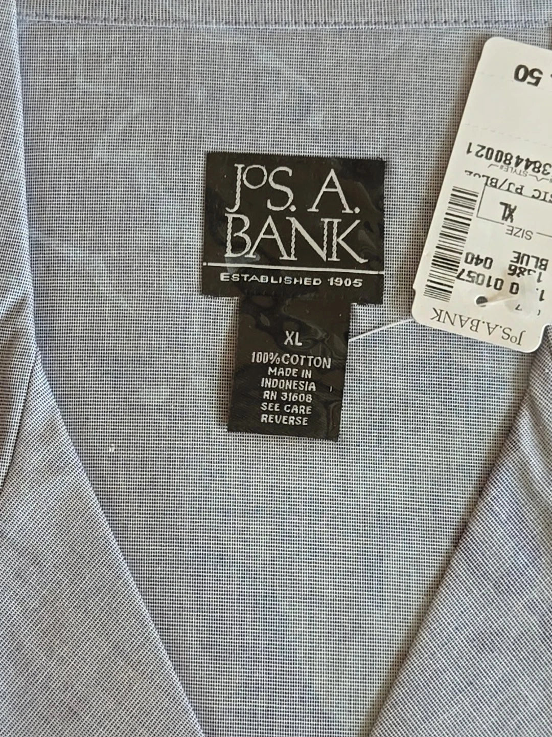 NEW Jos. A. Bank Men's Blue solid 2 pc. Pajamas Sz X-large 100% Cotton collared
