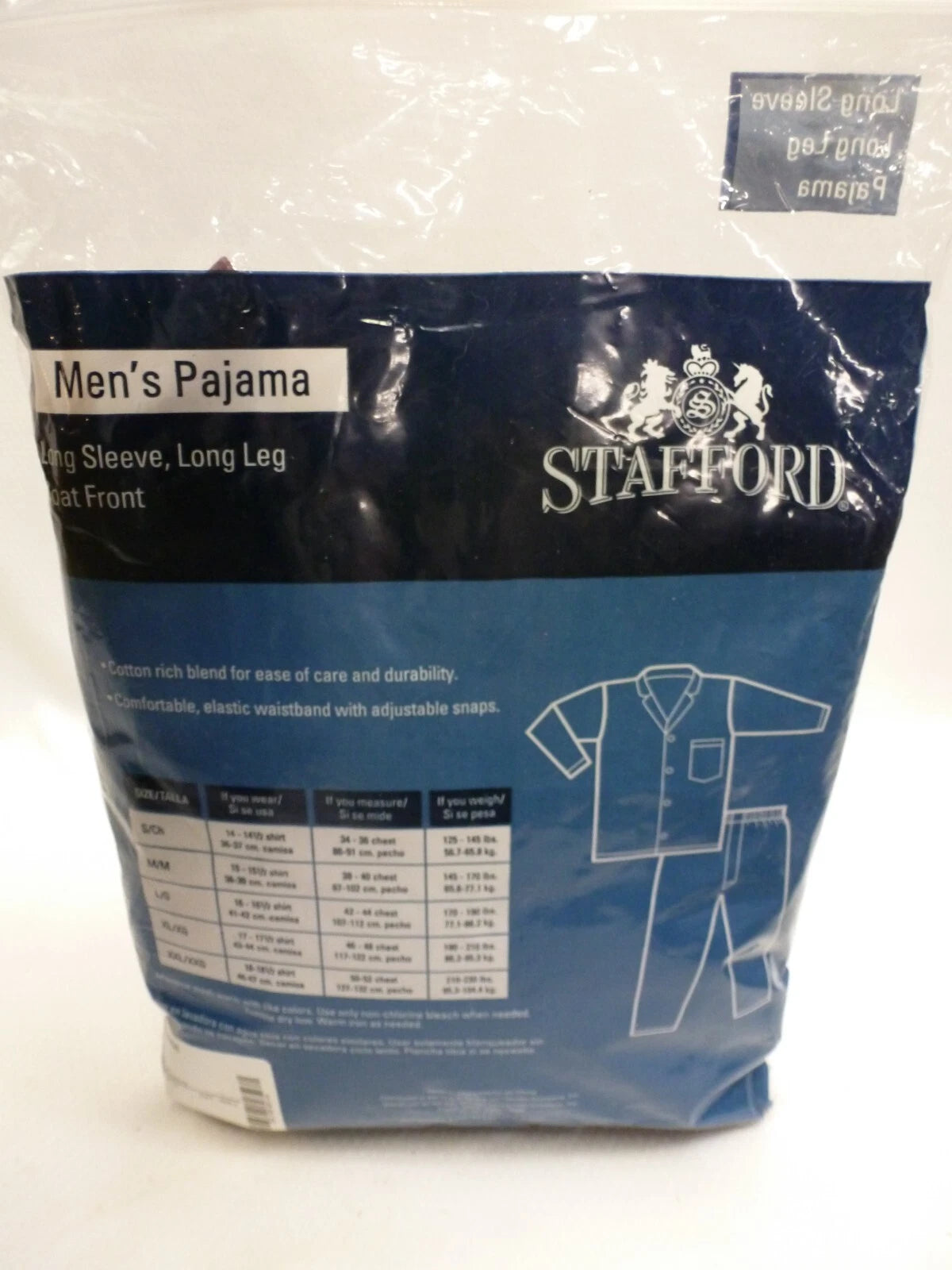 Stafford Pajama Set Mens Large Long Leg Long Sleeve NIP