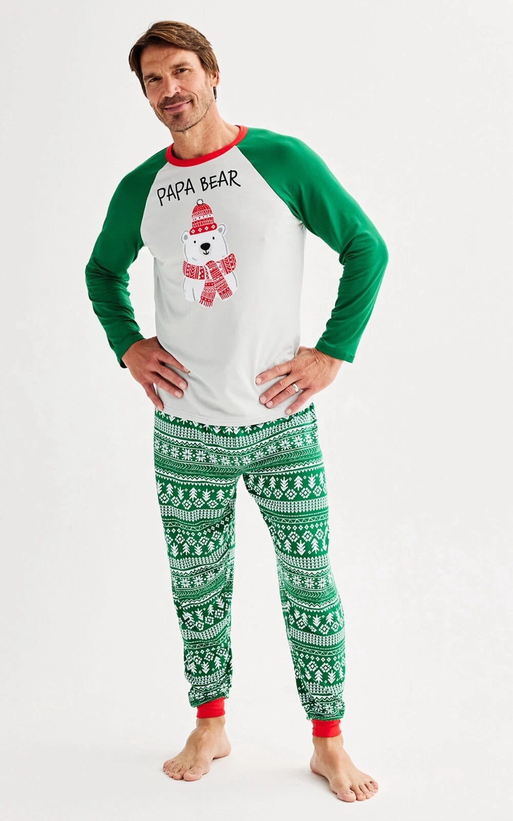 Papa Bear Pajama Set Jogger Style Long Sleeve Men’s Medium Orig $45