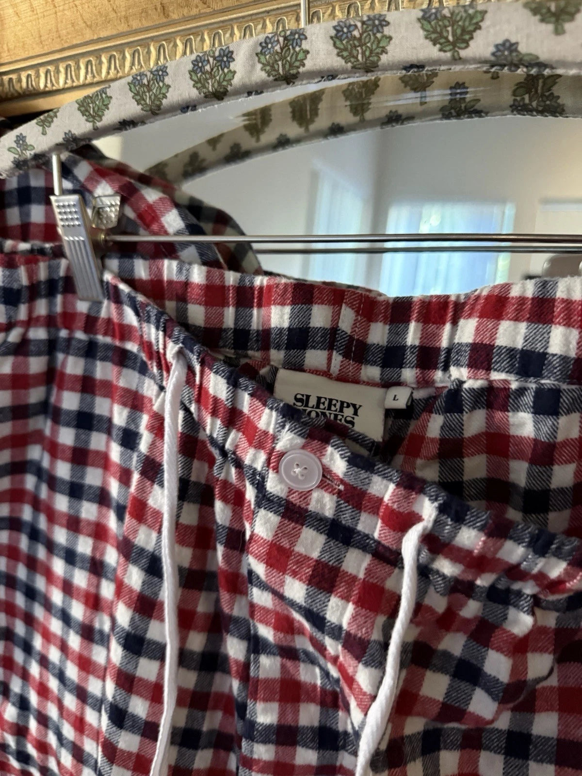 Sleepy Jones Pajama Set Red Blue Checkered Large Men’s