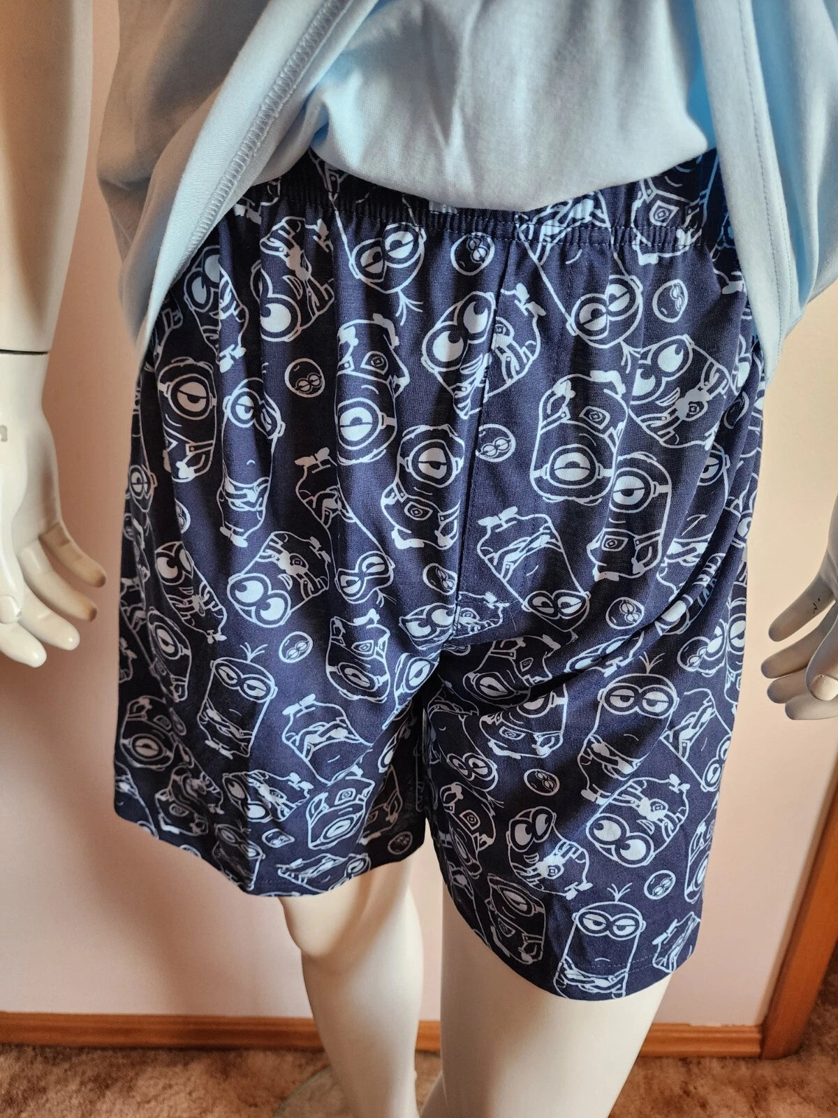 Minions Mens Chill Out Blue Printed 2 Piece Short Sleeve Pyjama Set Size S New