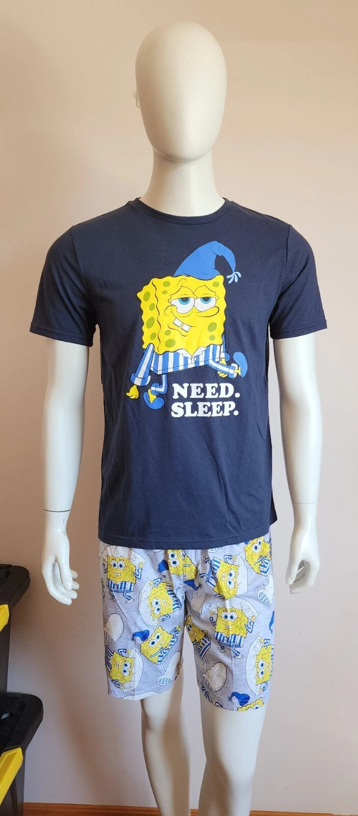 SpongeBob SquarePants Mens Need Sleep Printed 2 Piece Pyjama Set Size XL New