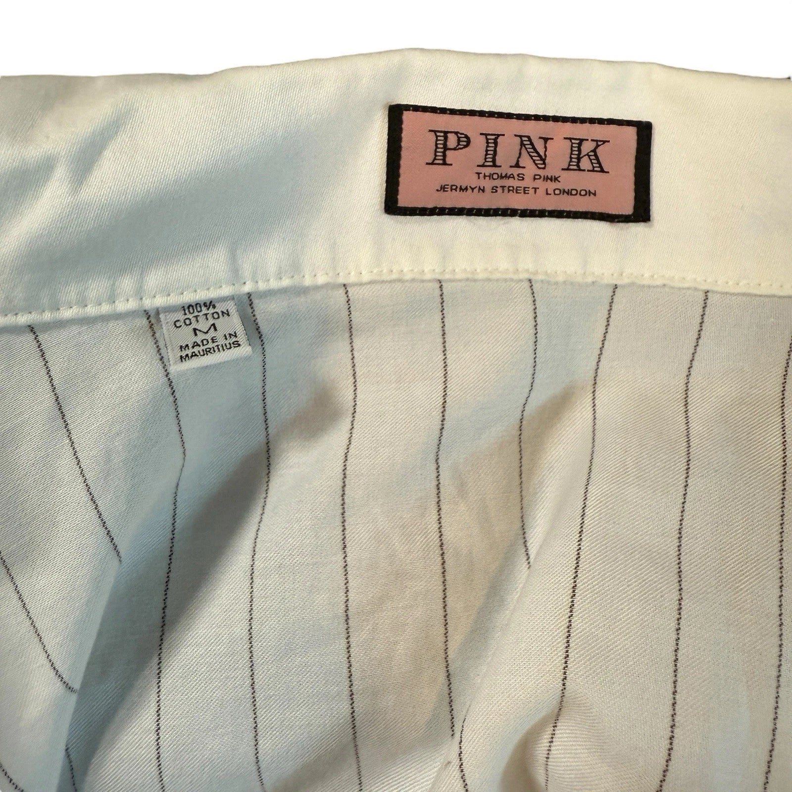 VTG Thomas Pink Pajamas Set M White Pinstripe 100% Cotton 2 Pc Lounge Sleepwear