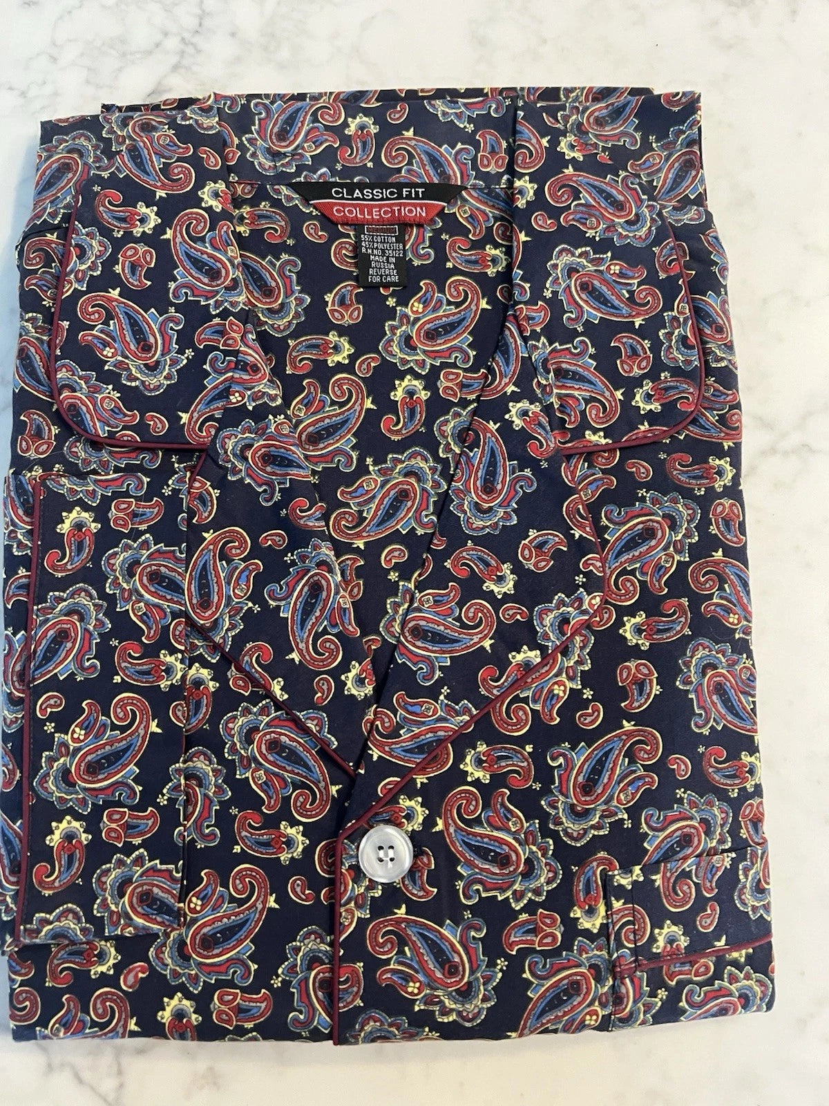 New Vintage  Men’s Paisley Print Pajama Set Classic Fit Collection Medium