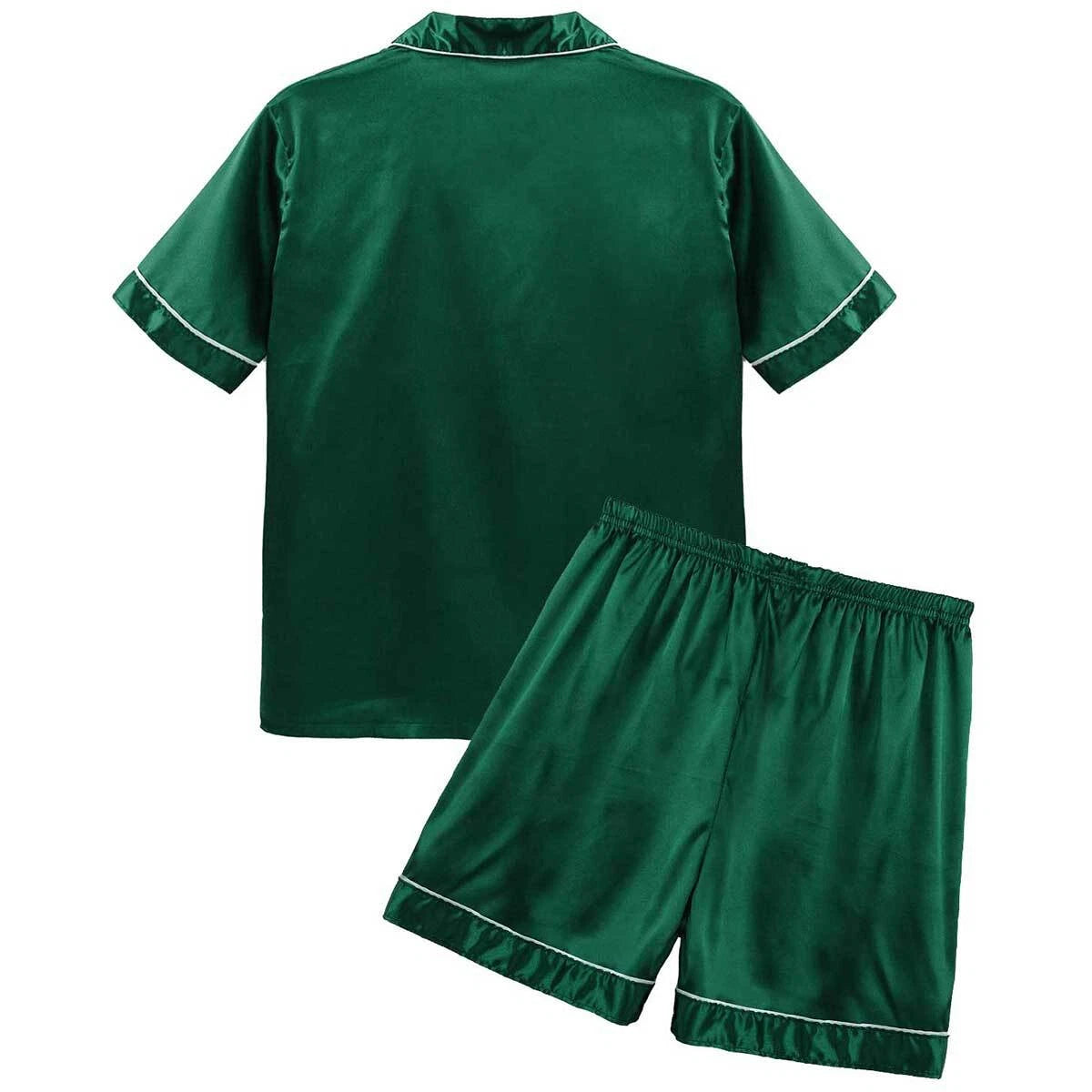 Men's Short Sleeve Satin Pajama Set with Shorts Classic Sleepwear Loungewear