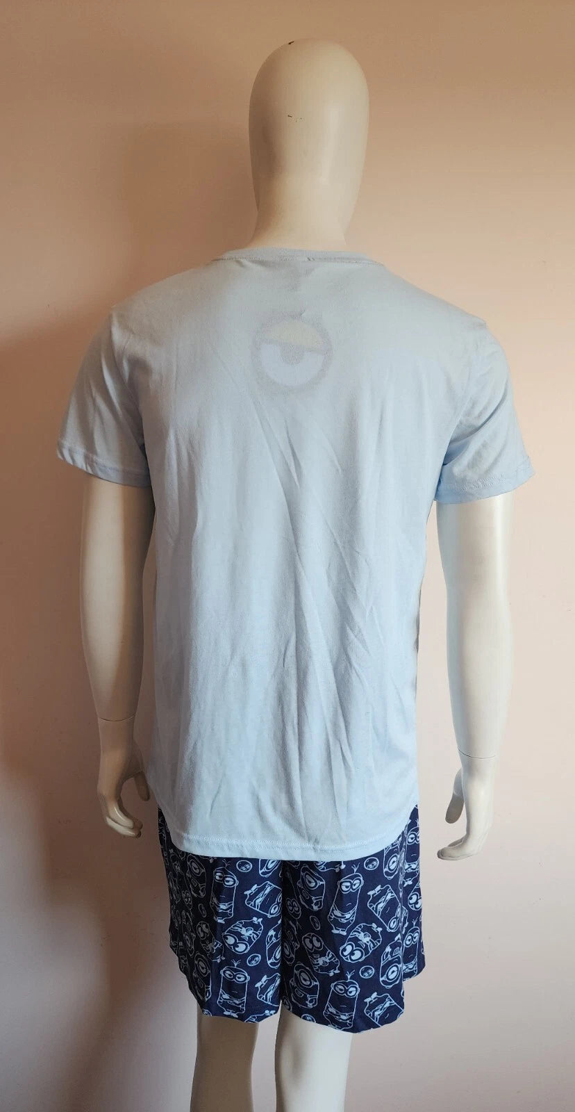 Minions Mens Chill Out Blue Printed 2 Piece Short Sleeve Pyjama Set Size S New