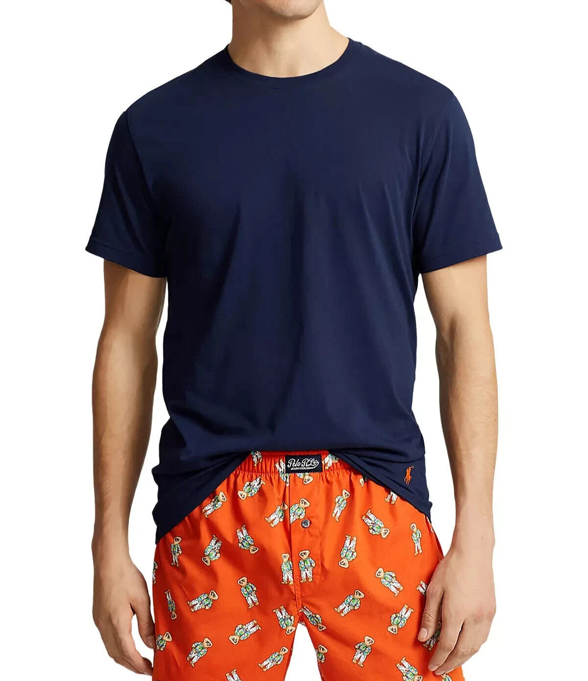 NWT Polo Ralph Lauren Orange/Navy BEACH BEAR Pajama/Undies BOXER SET Men XL PONY