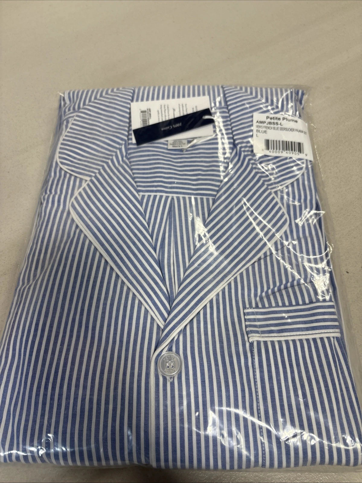 PETITE PLUME MENS SEERSUCKER PAJAMA SET SIZE LARGE