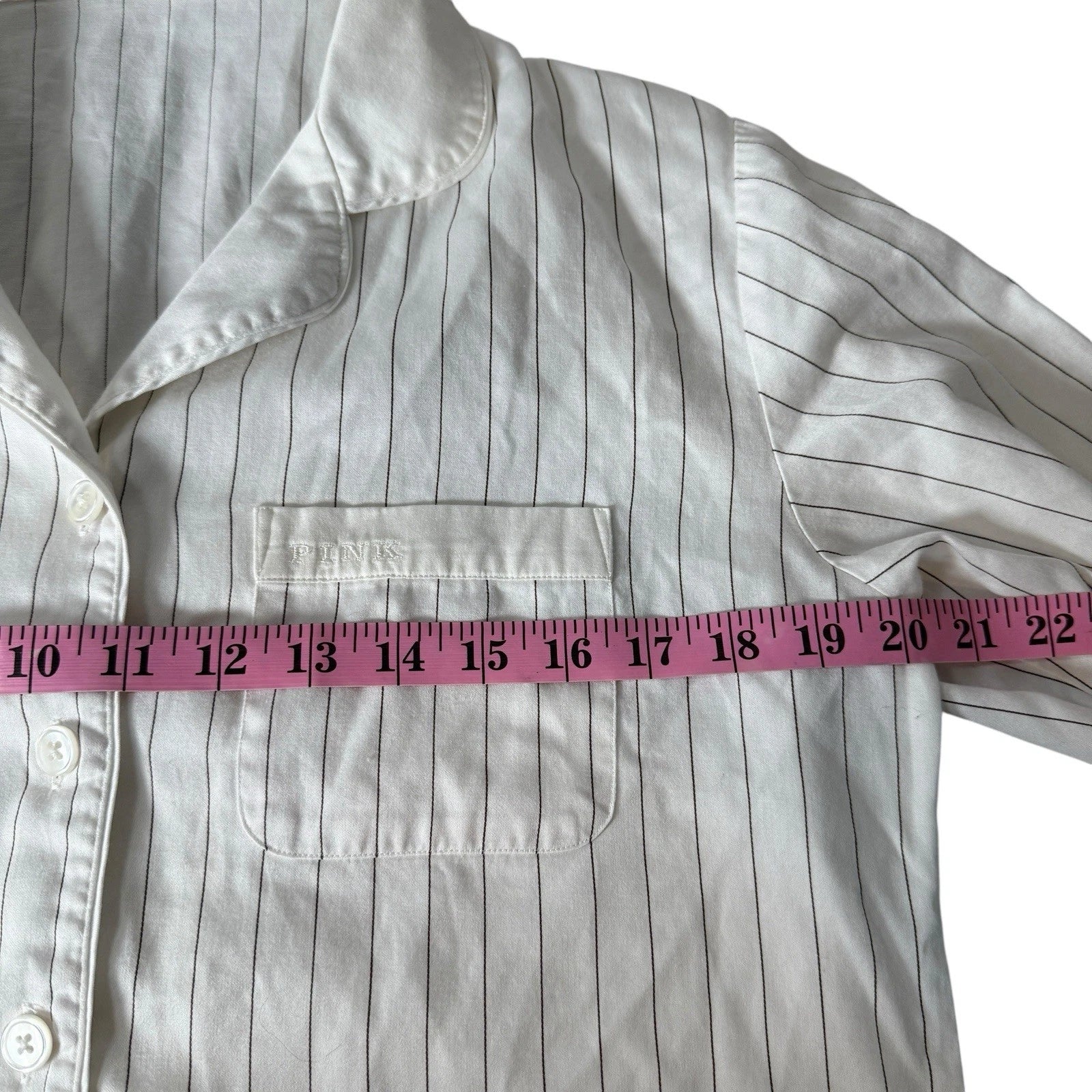 VTG Thomas Pink Pajamas Set M White Pinstripe 100% Cotton 2 Pc Lounge Sleepwear