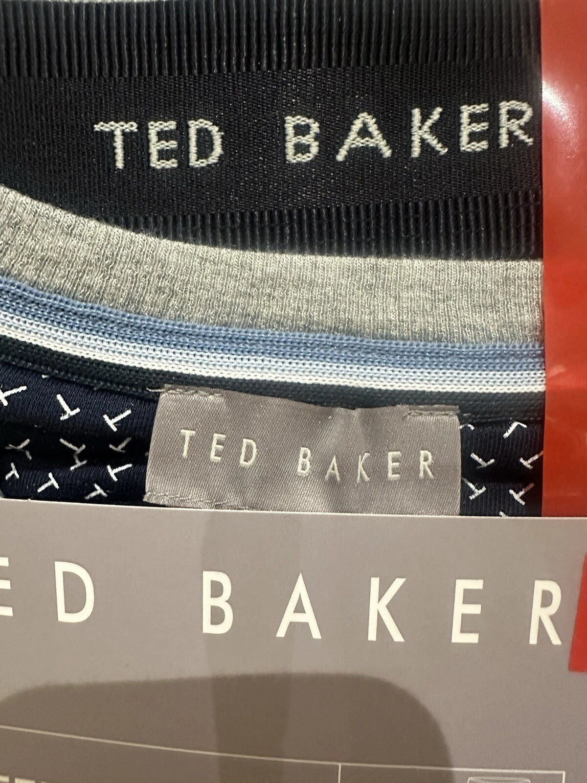 Ted Baker Mens Medium Long Sleeve 2 Piece / Sleepwear / Pyjama Set Grey & Blue