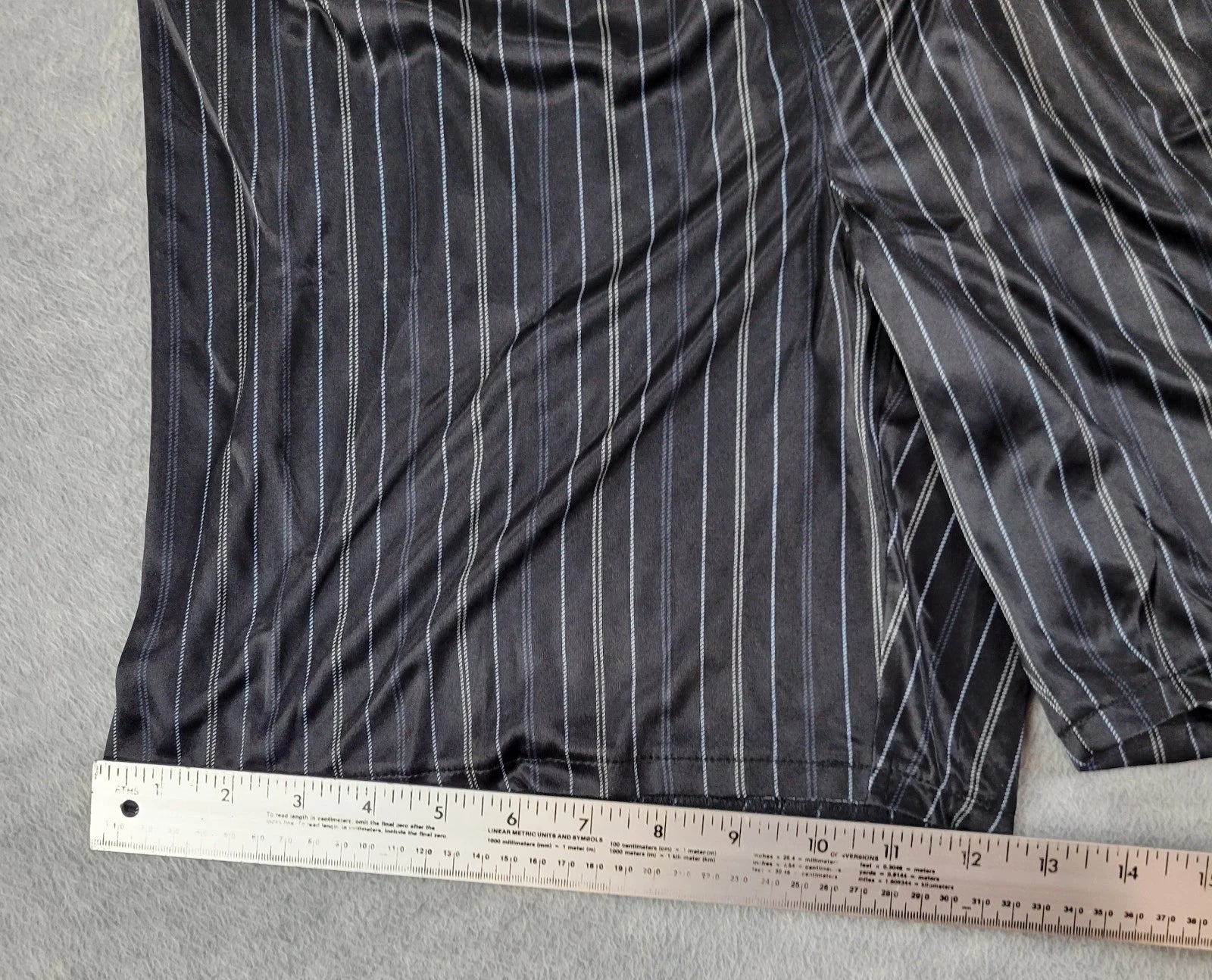Stafford Pajama Set Satin Black Stripe Sleepwear S/S Shirt & Shorts Mens MT NWT