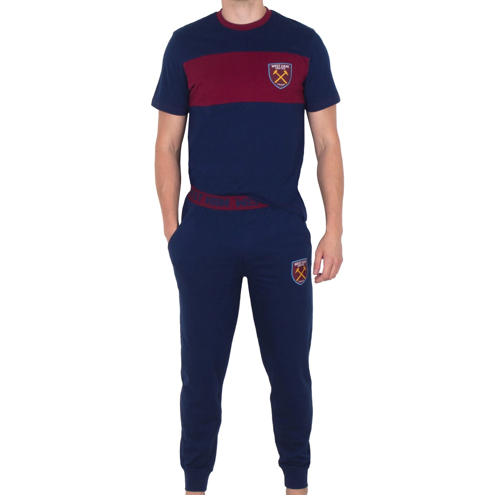 West Ham United FC Mens Pyjamas Long Premium Set OFFICIAL Football Gift