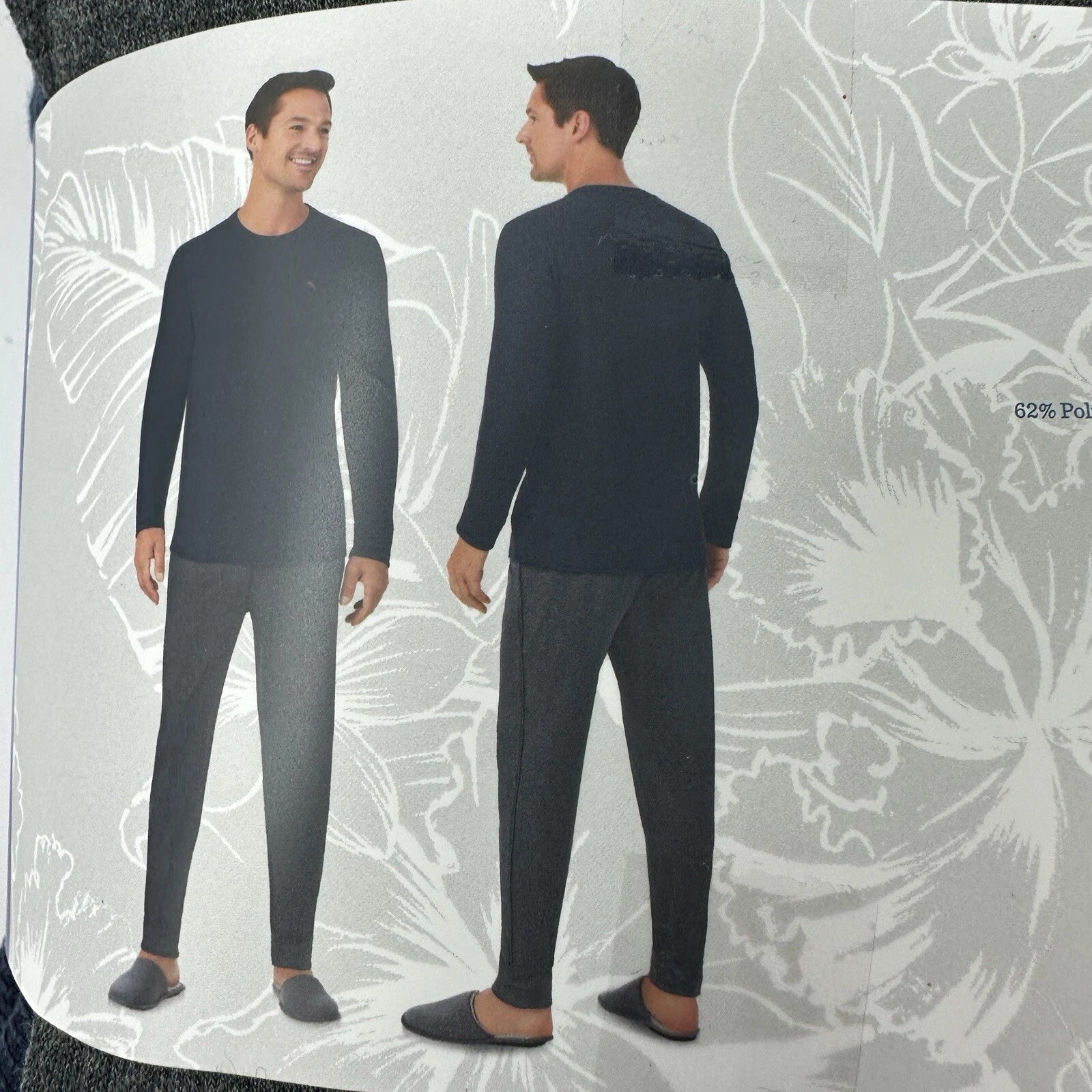 Tommy Bahama Pajamas Men's L Blue Grey Waffle Lounge Set Pants Shirt Thermal