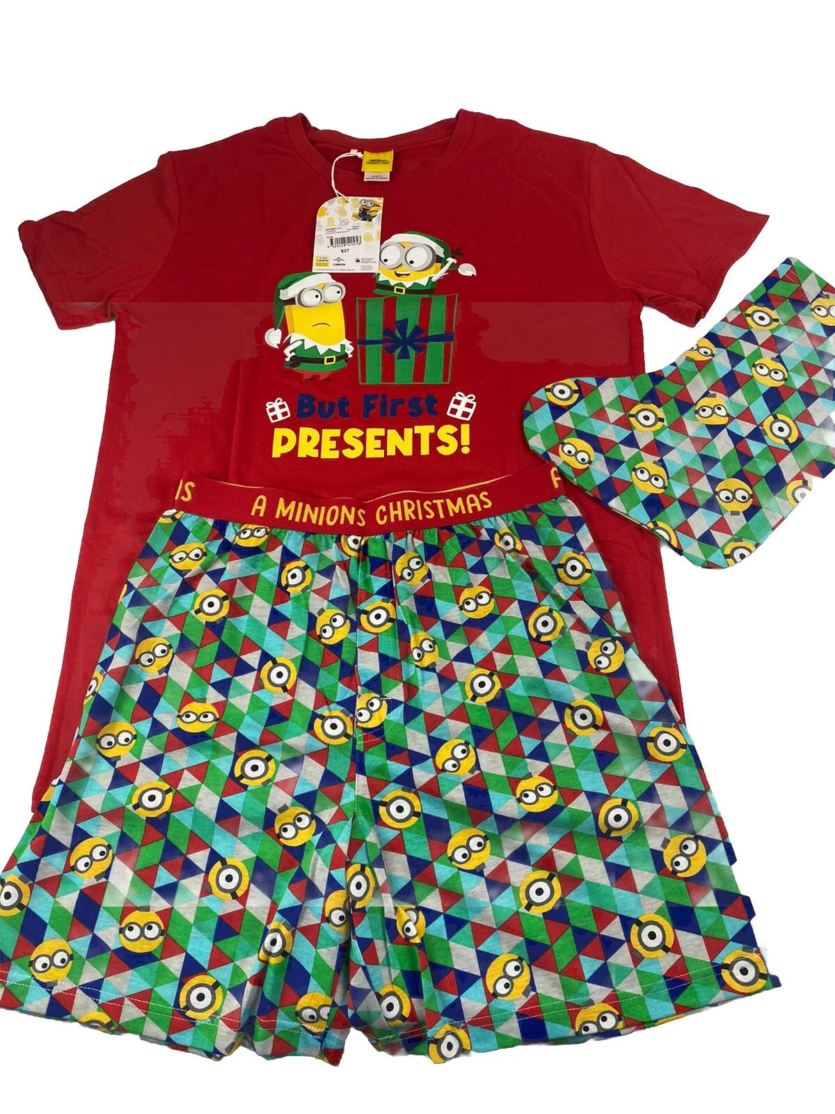 Minions Licensed Adults Christmas PJ Set Incl Stocking Red Size S
