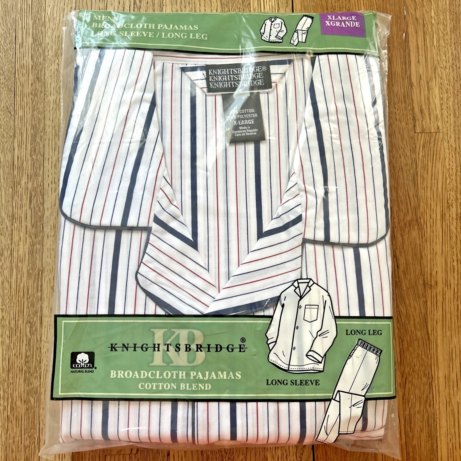 VTG Men’s KNIGHTSBRIDGE Broadcloth Long Sleeve Pajama Set Size X-LargeNew Sealed
