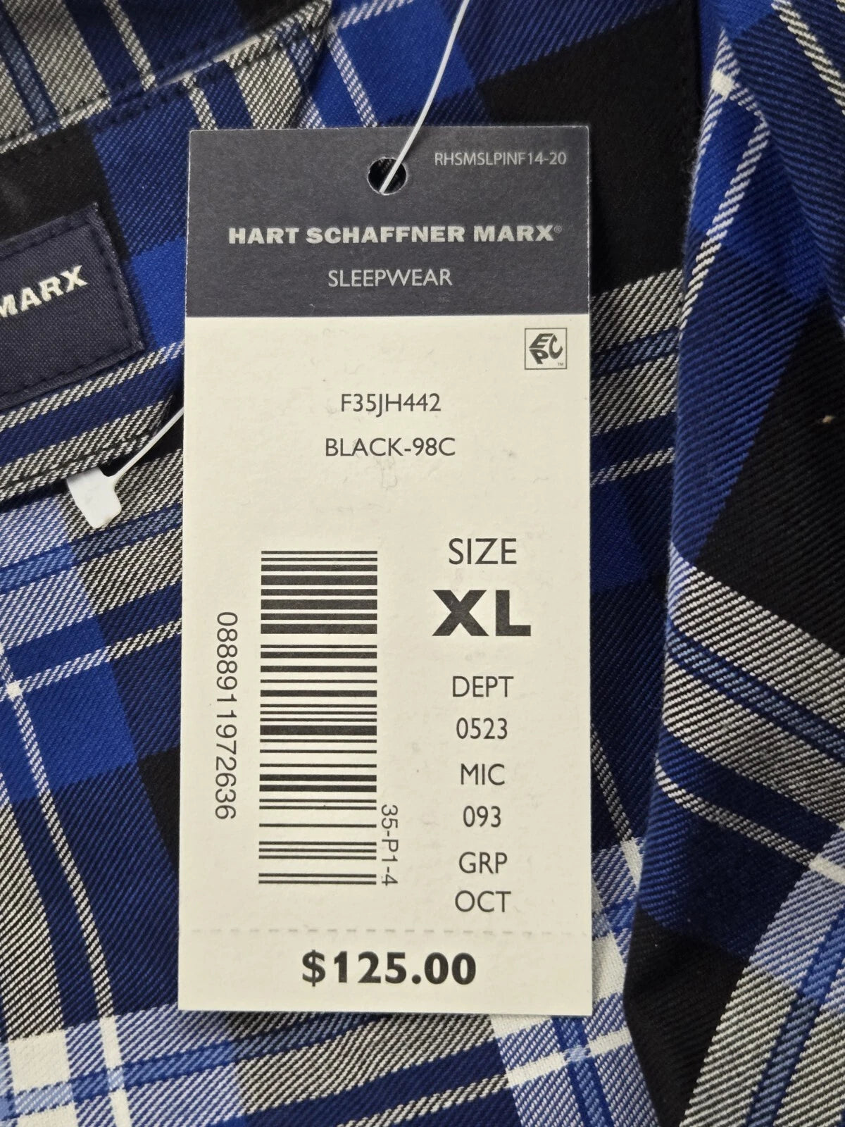 NWT Hart Schaffner Marx Blue/Black/White Pajama/Lounge Set Men's XL