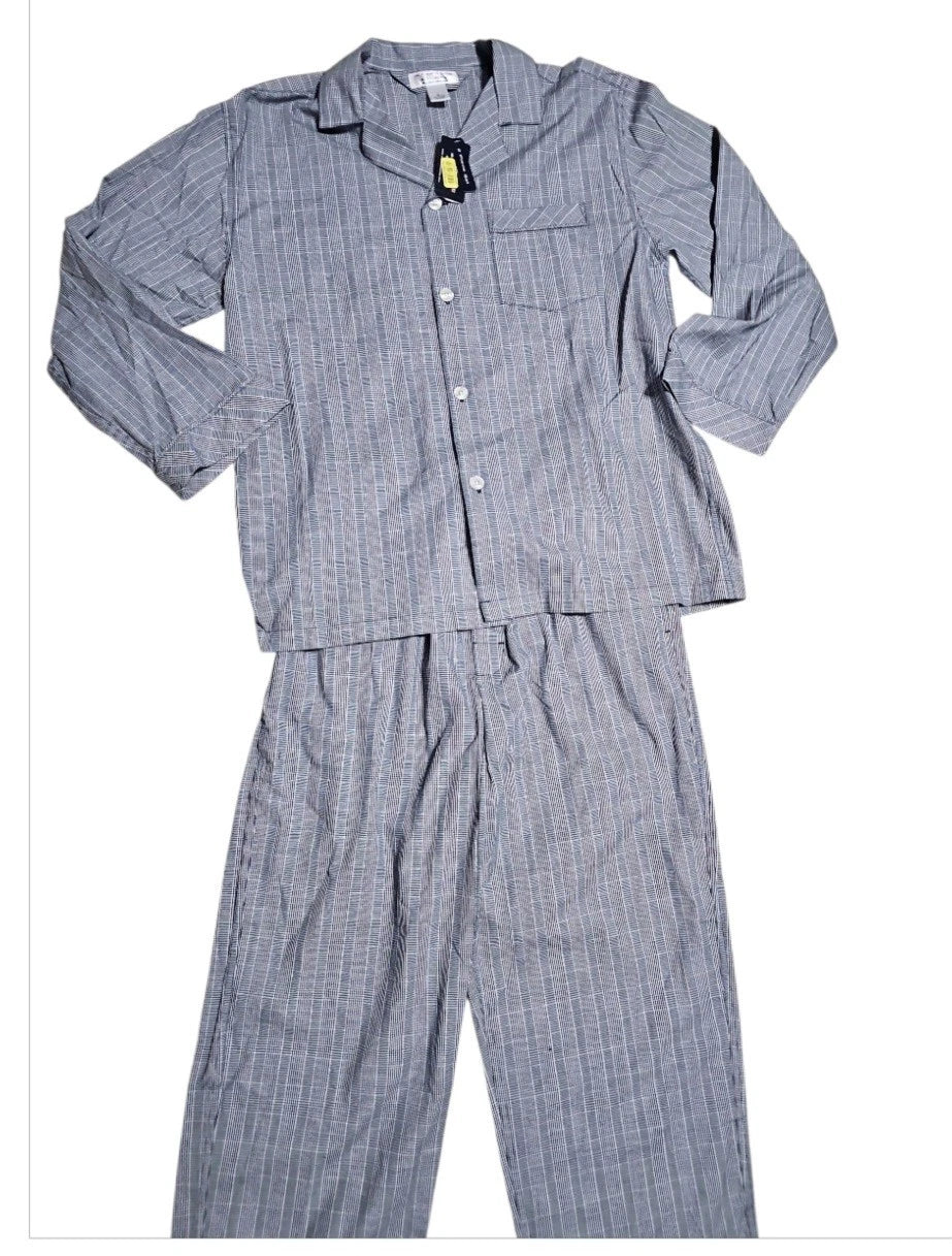 NWT SZ M Roundtree & Yorke Mens Sleepwear 2 Pc Long Sleeve & Pant W/ Pockets/ZZ