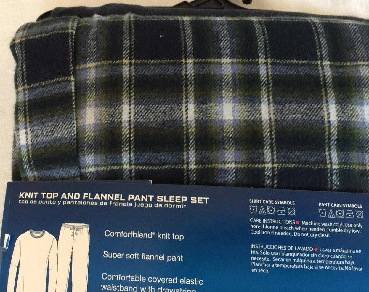 NWT Men's Hanes Long Sleeve Crew Top - Flannel Pant - Set Pajamas PJs Red / Gray