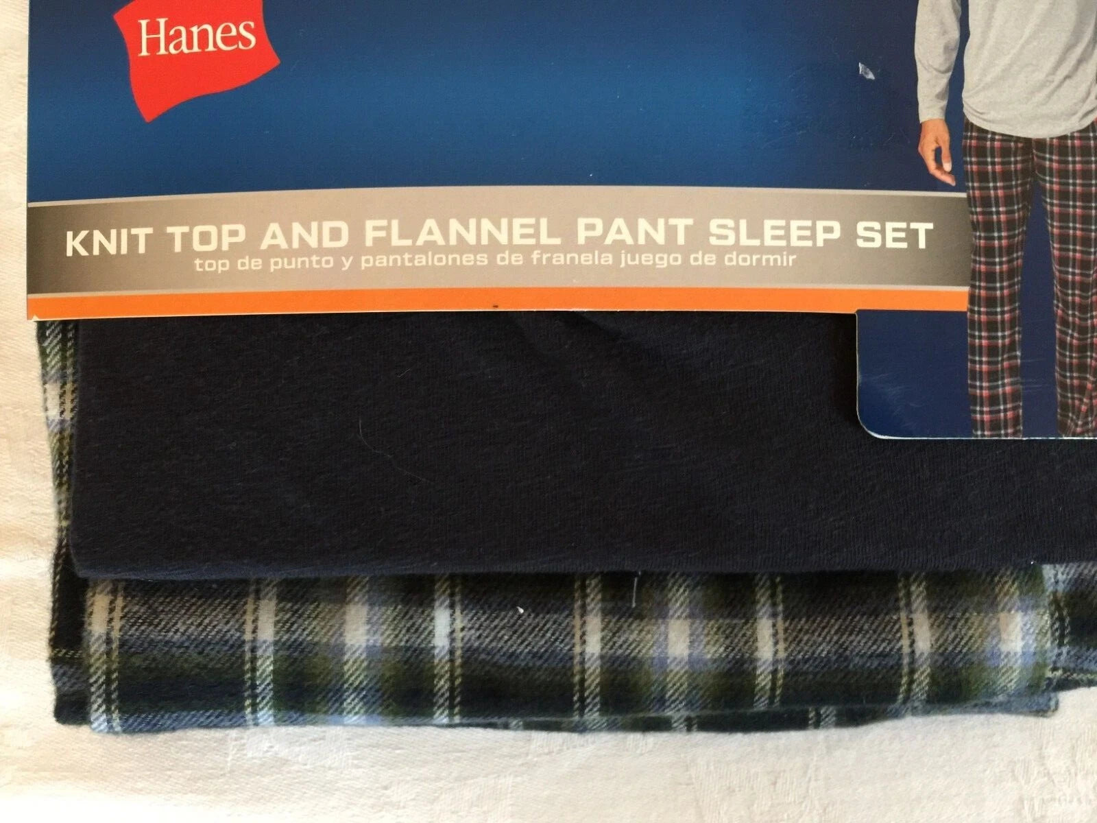 NWT Men's Hanes Long Sleeve Crew Top - Flannel Pant - Set Pajamas PJs Red / Gray