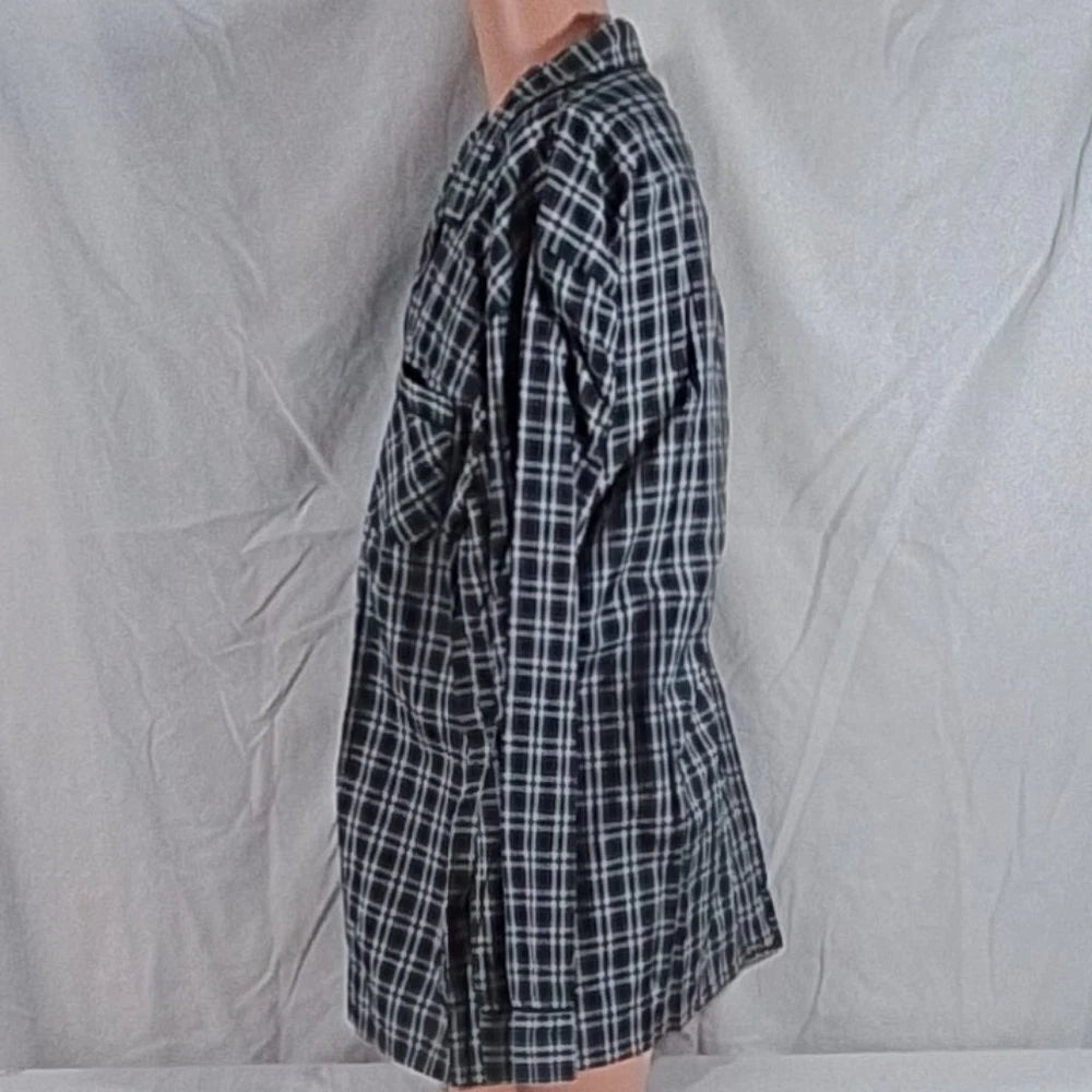 Men's Hanes Broadcloth Long Sleeve Pajama Set - Black Plaid - Various Szs - NWT