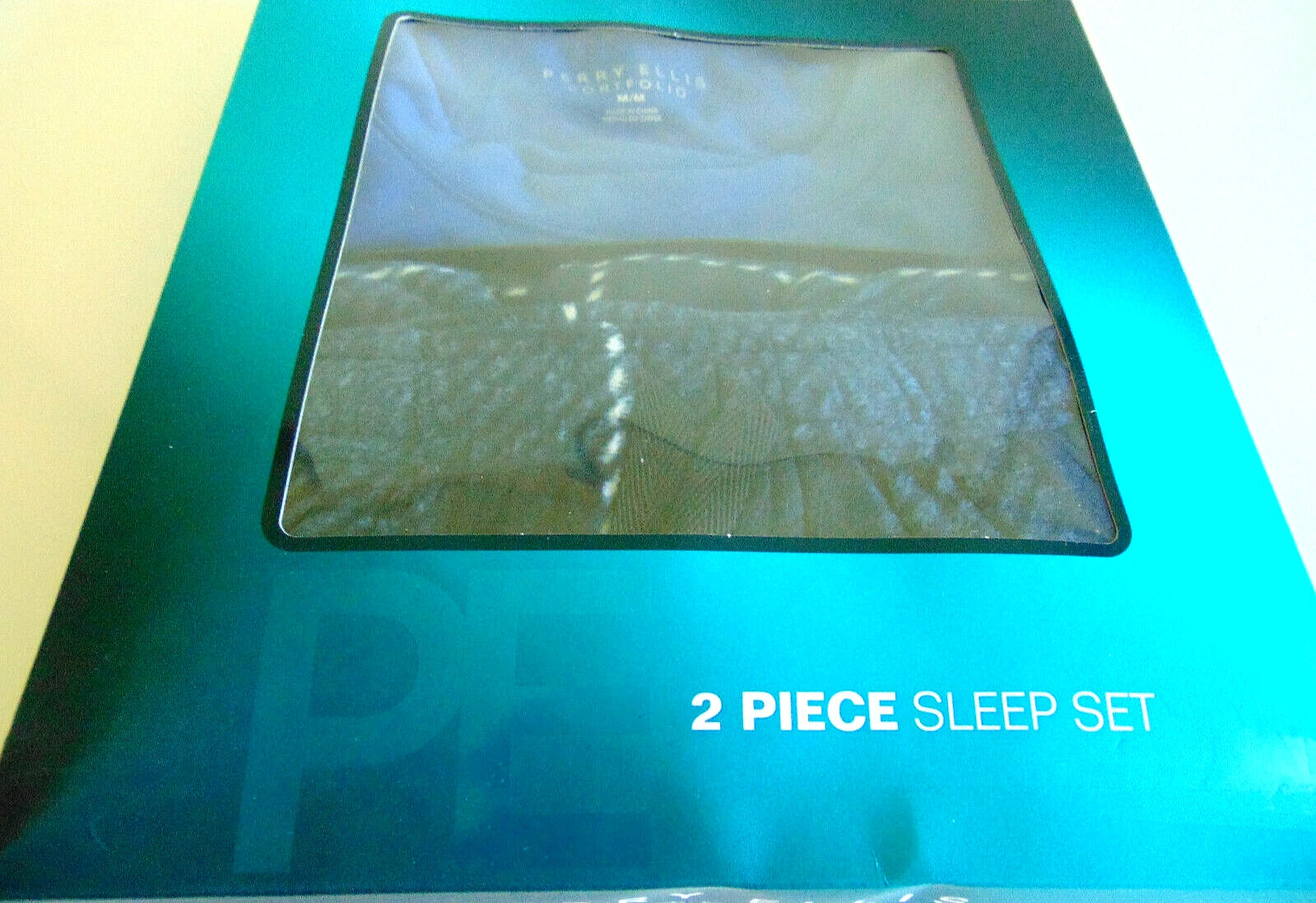 Pajama Set Men's XL Blue Crew Knit Top Fleece Multi Gray Plaid Pant