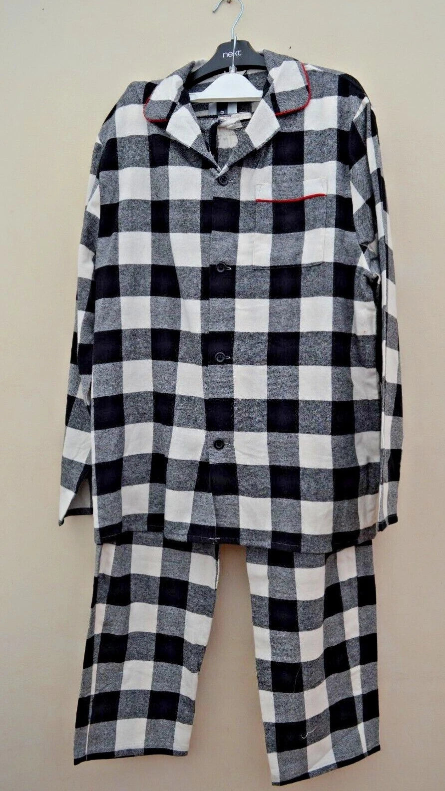 New M&S Collection Checked Mono Cotton Pyjamas Sz S M  L XL