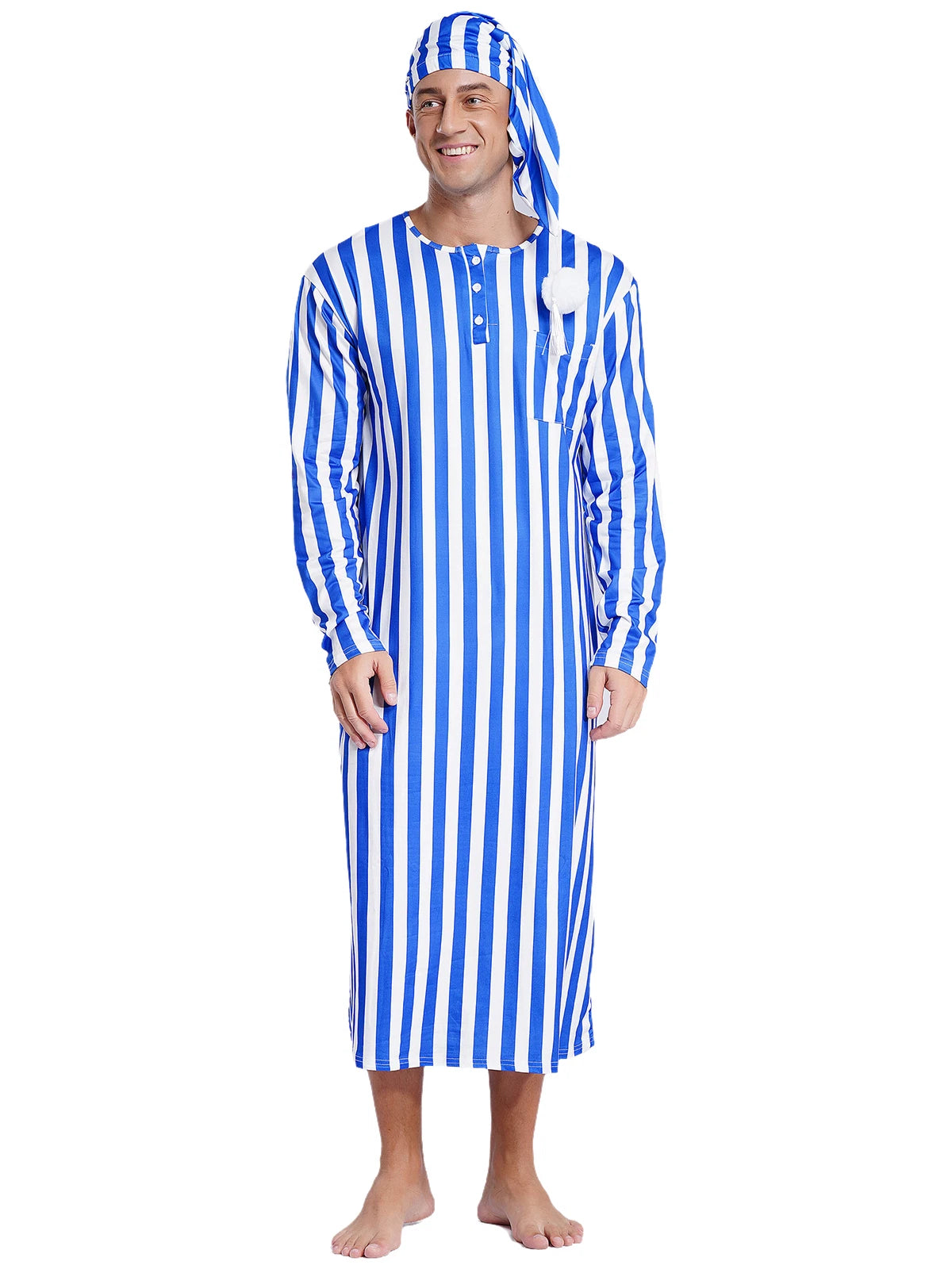 Mens Nightgowns Saudi Nightwear Plaid Pajamas Nightshirt Loungewear Sleeping Up