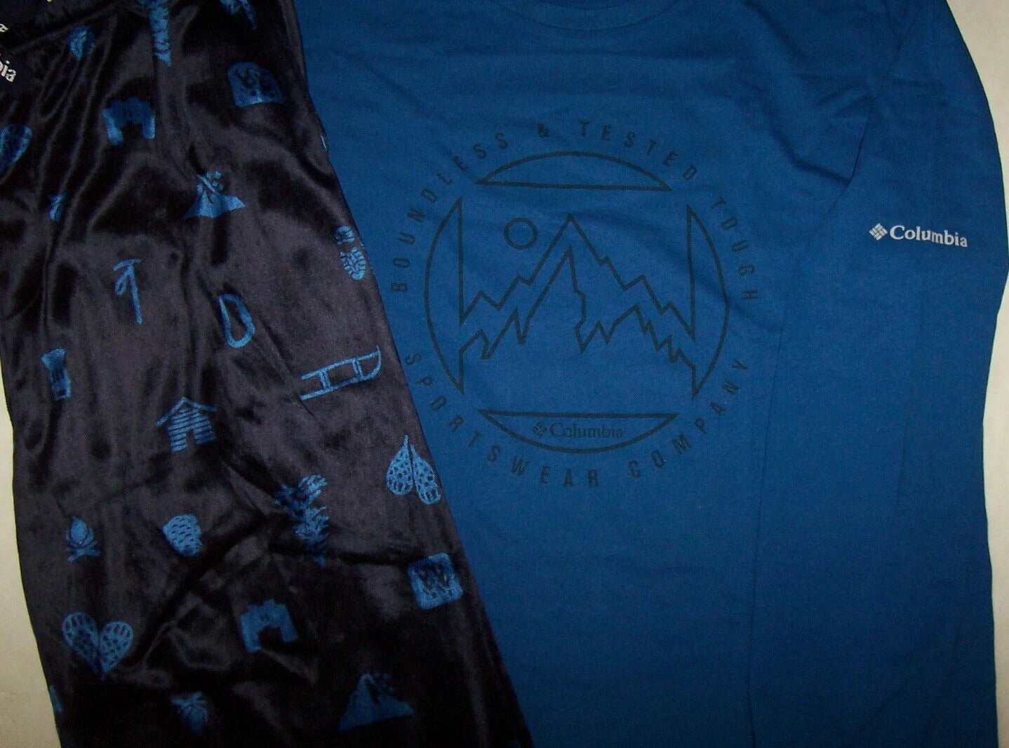 NWT Columbia Black MINKY FLEECE Pants/Royal Blue Top Pajama/Lounge Set Men's M