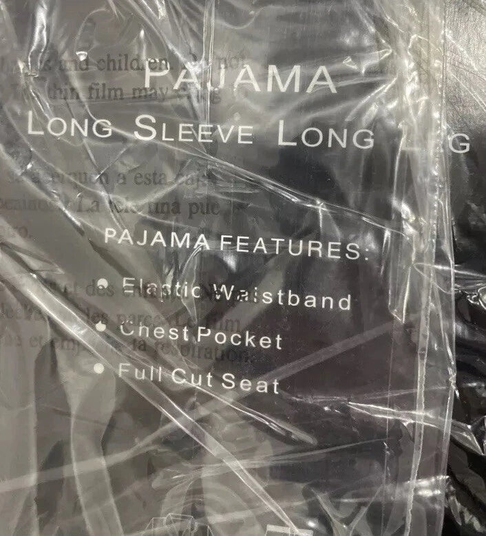 NWT Bill Blass Mens Long Sleeve Long Leg Pajamas Set XL Grey / Blue Cotton/ Poly