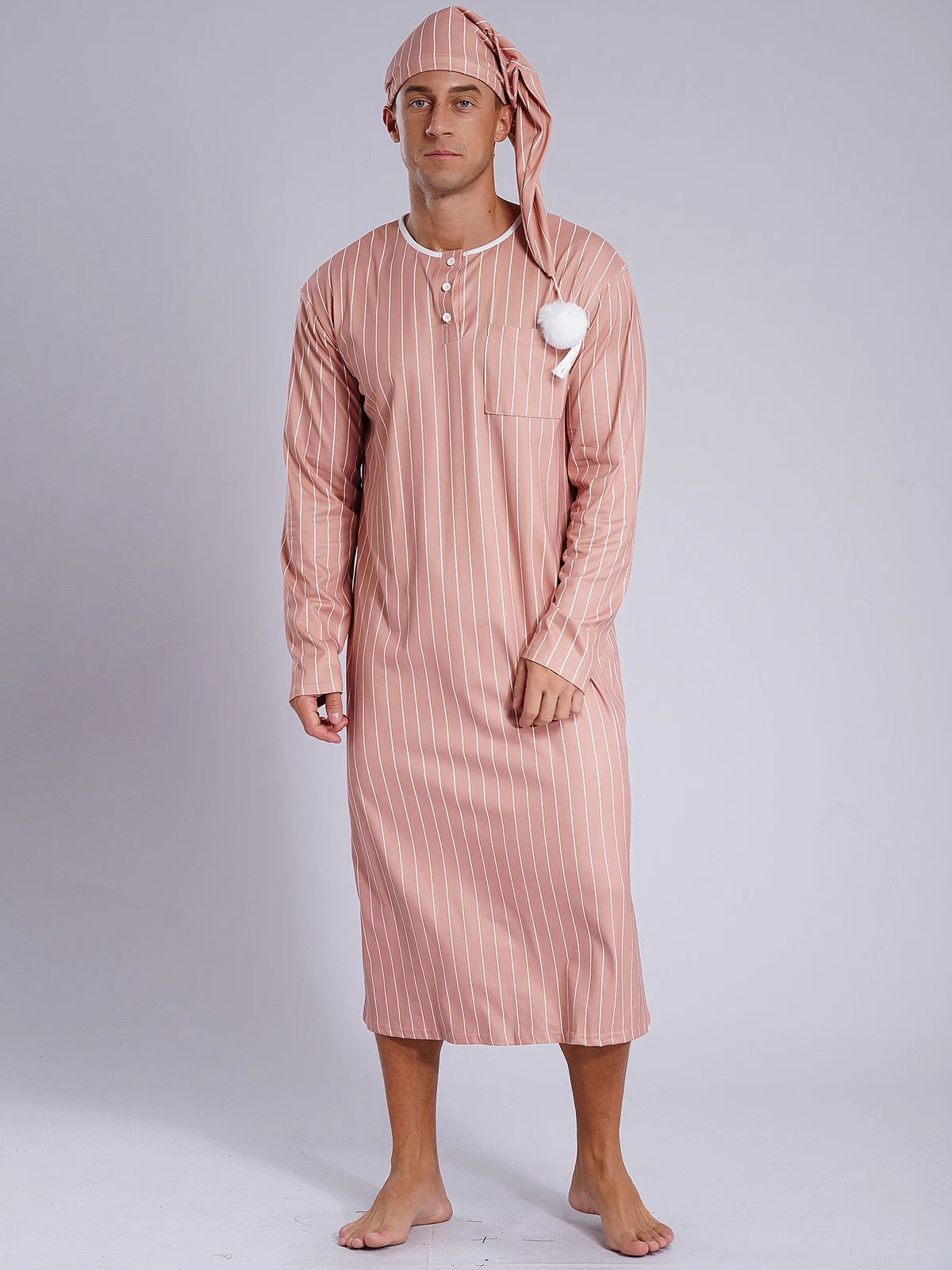 Mens Nightgowns Saudi Nightwear Plaid Pajamas Nightshirt Loungewear Sleeping Up