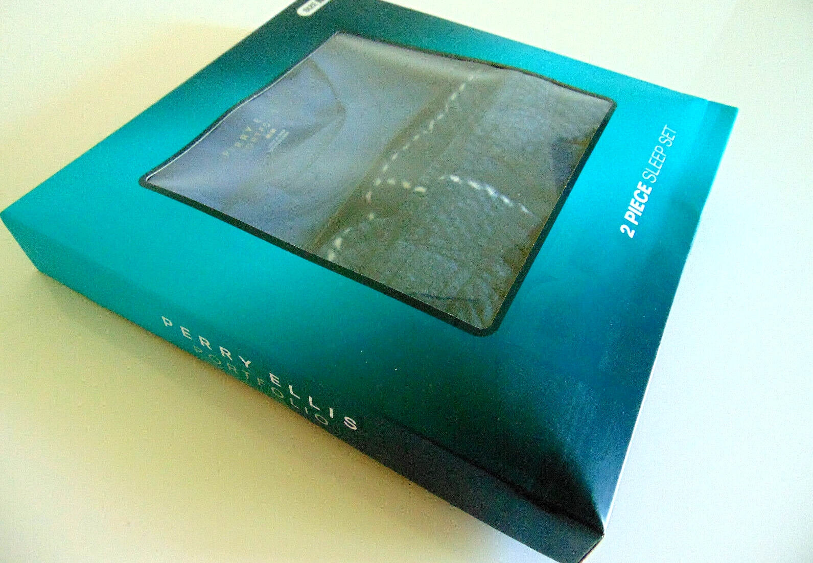 Pajama Set Men's XL Blue Crew Knit Top Fleece Multi Gray Plaid Pant