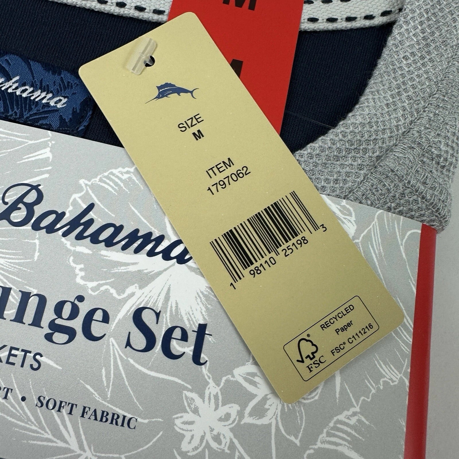 Tommy Bahama Pajamas Men's M Blue Grey Waffle Lounge Set 2-Piece Pants Shirt