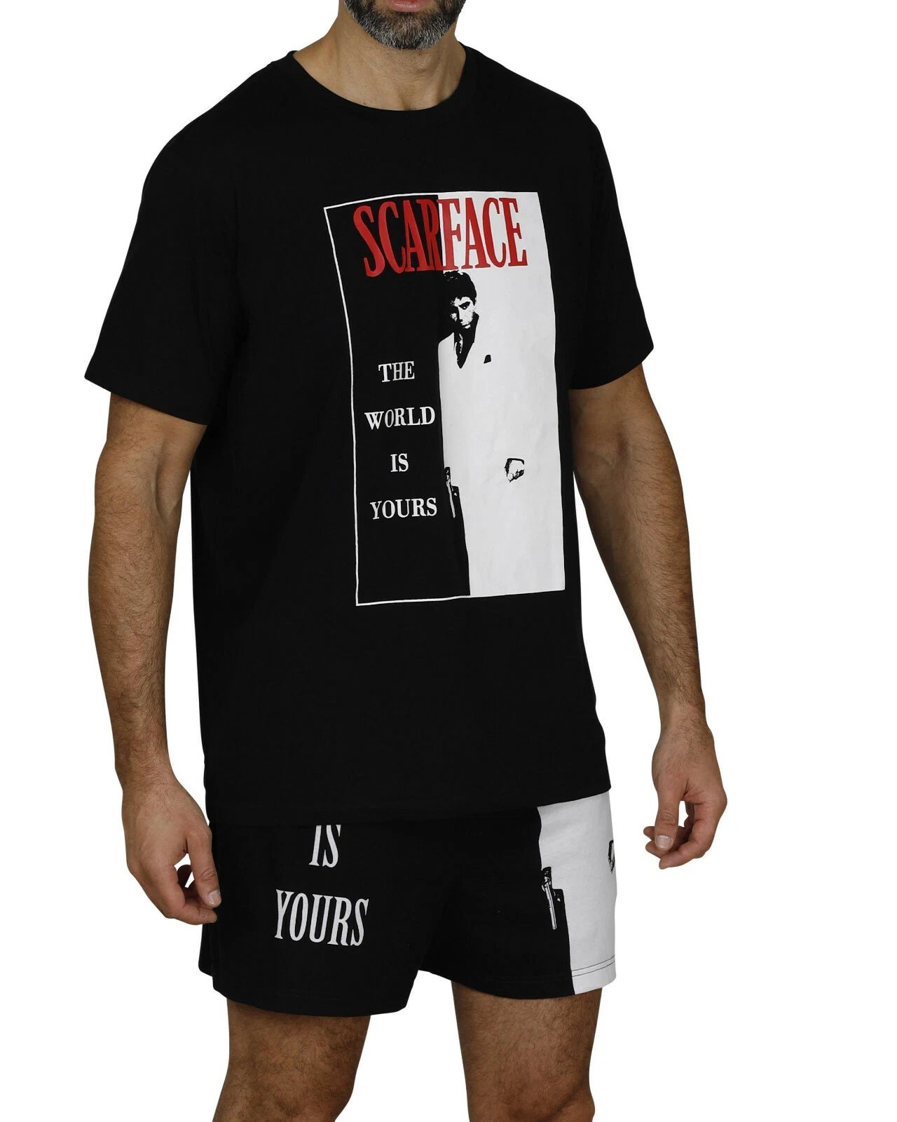 Scarface Tony Montana Shirt & Shorts Set Mens Sleepwear Loungewear Lounge PJ (M)