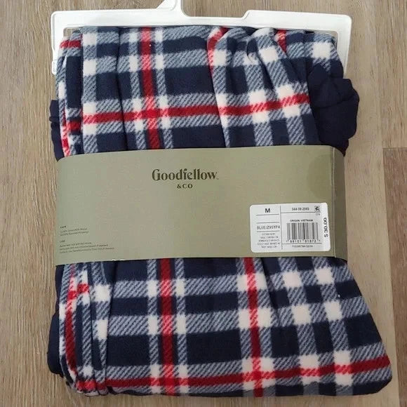 NWT Goodfellow & Co Men's 2 Piece Pajama Set Blue Plaid Size M