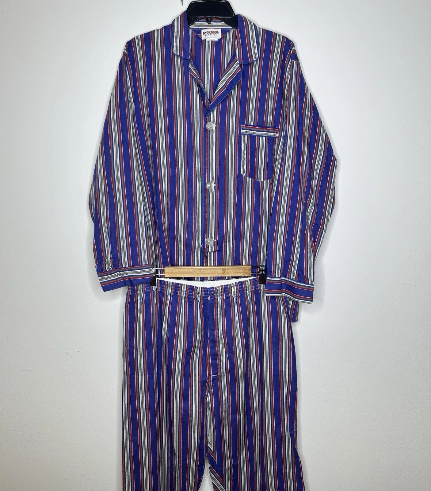 Vintage McGregor Classics Mens Pajamas Set Size L Long Sleeve Striped