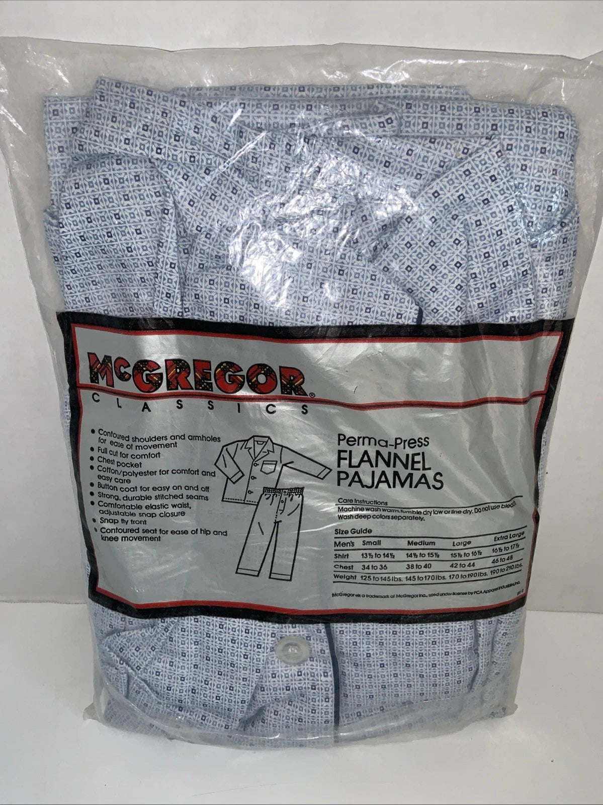 Vintage McGregor Classics Pajama PJ Set Mens M Blue Long Sleeve Shirt Pants