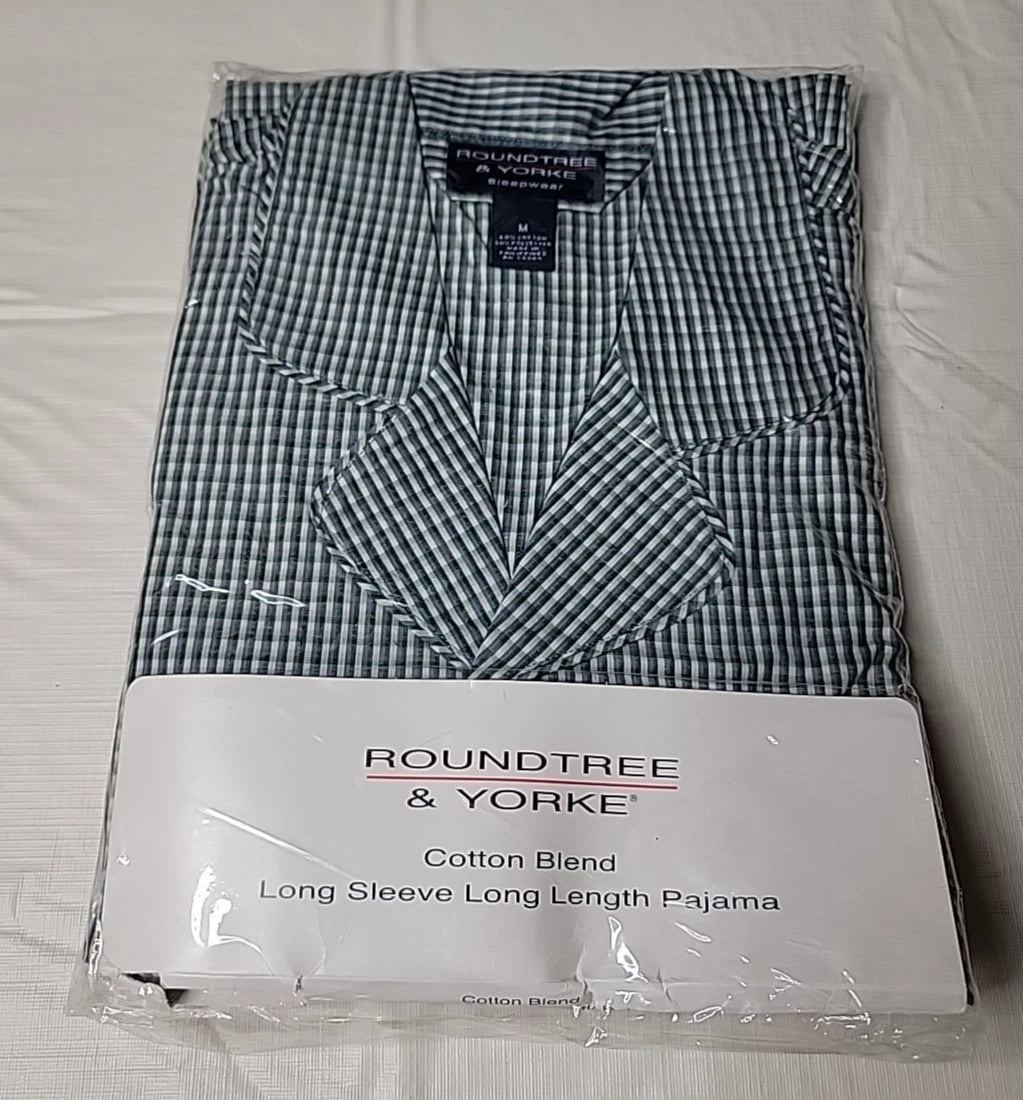 ROUNDTREE & YORKE Sleepwear MEDIUM Pajama Lounge 2piece Set Checked Pattern
