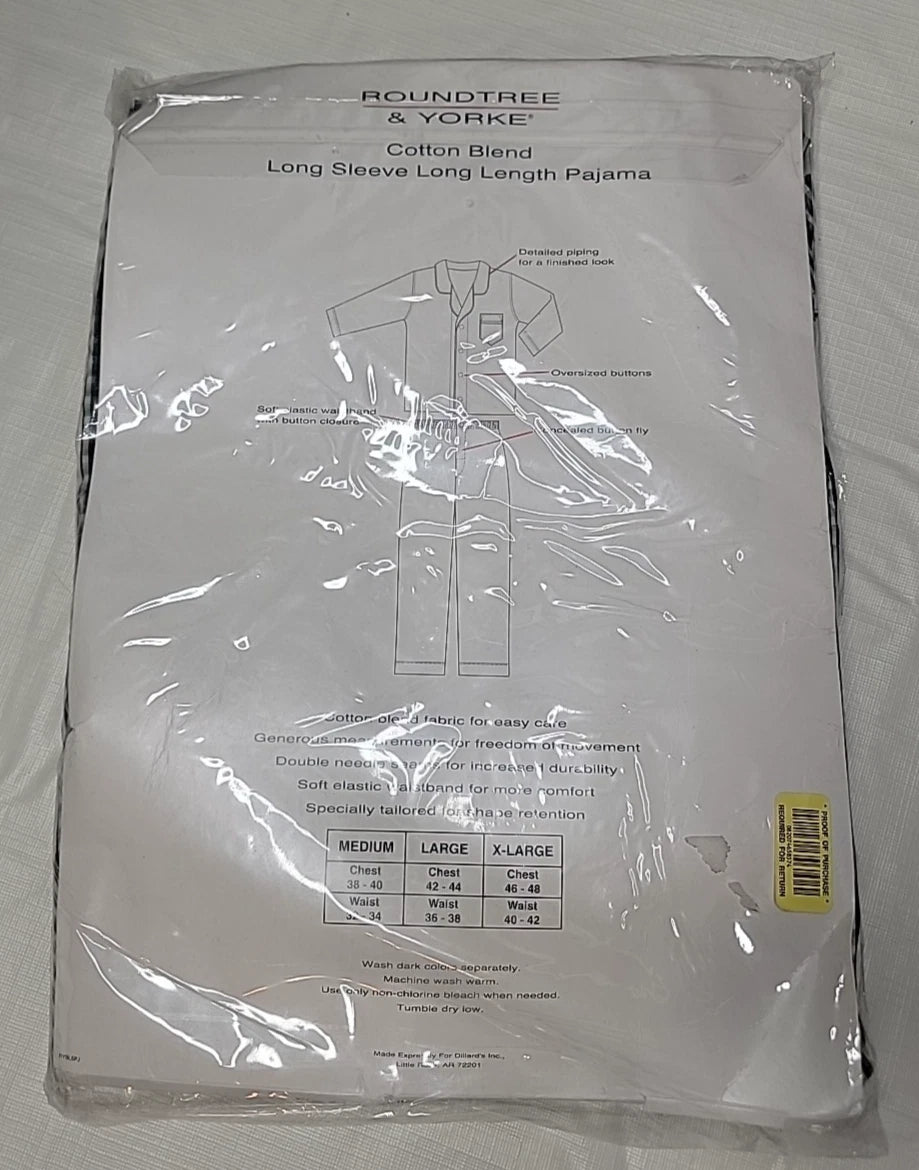 ROUNDTREE & YORKE Sleepwear MEDIUM Pajama Lounge 2piece Set Checked Pattern