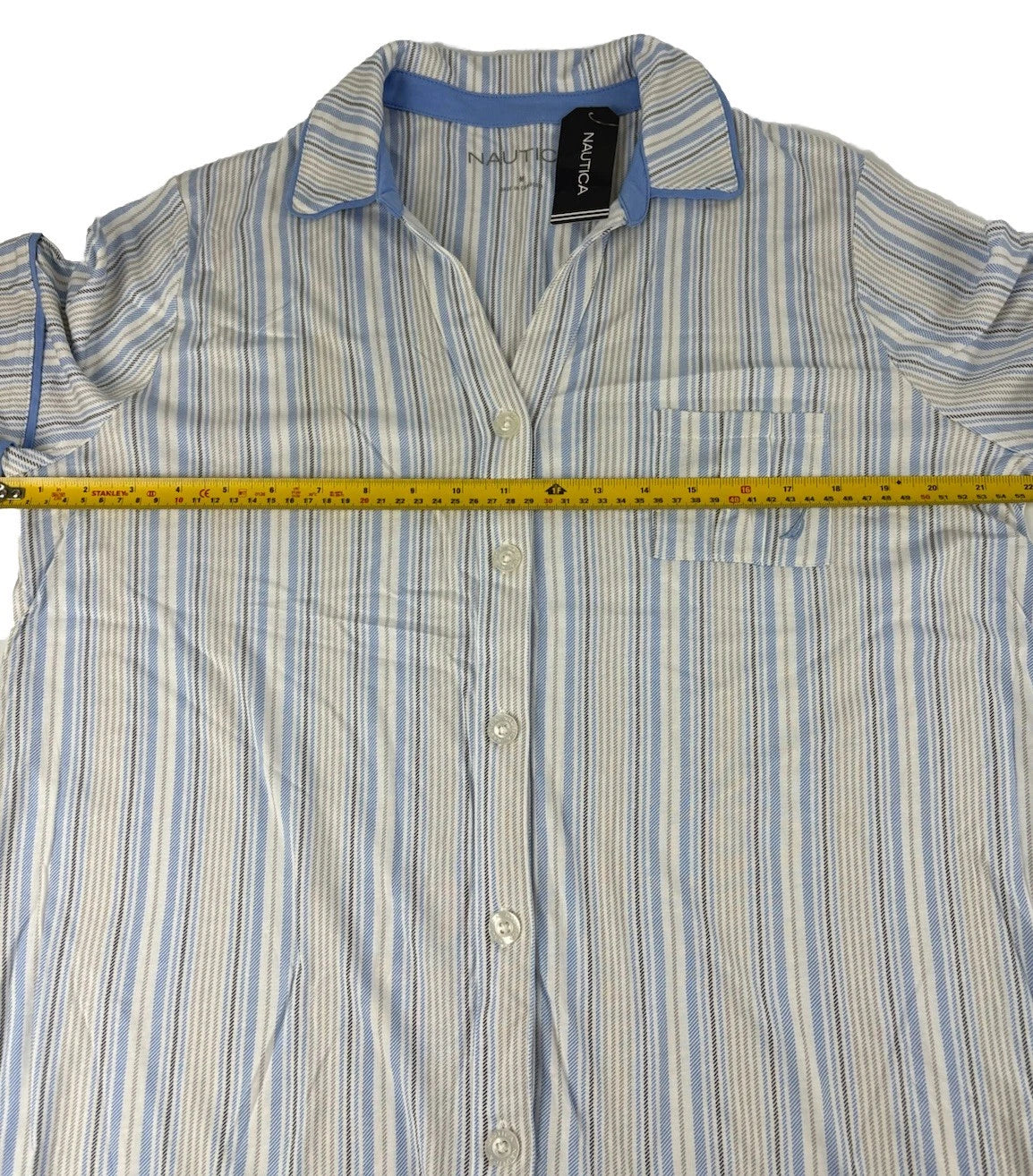 Nautica Mens 2 Piece Short Sleeved, Cropped Pants, Striped Pajama Set Size M