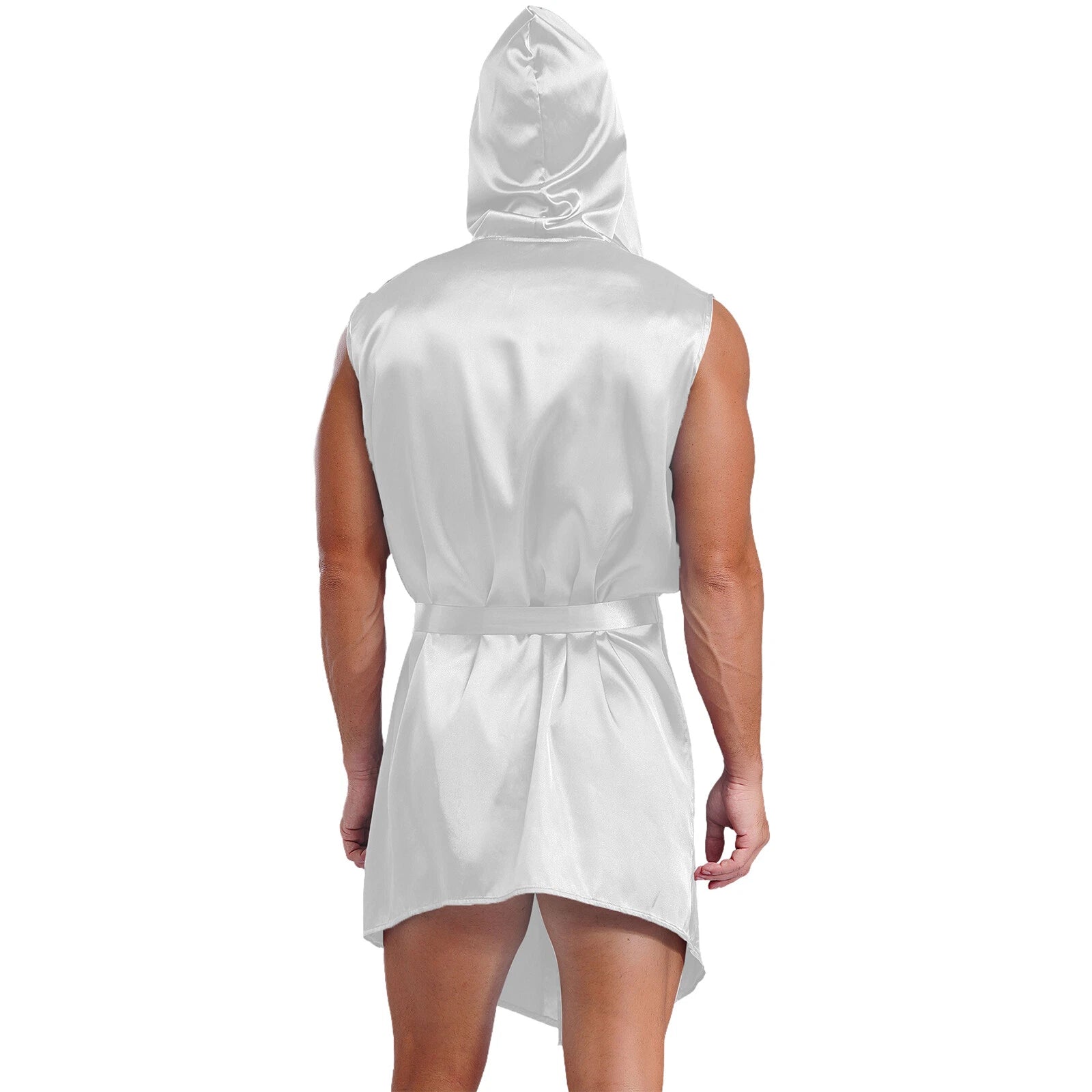 Mens Homewear Lace Up Pajama Robe With Belt Satin Nightwear Hot Spring Outfits
