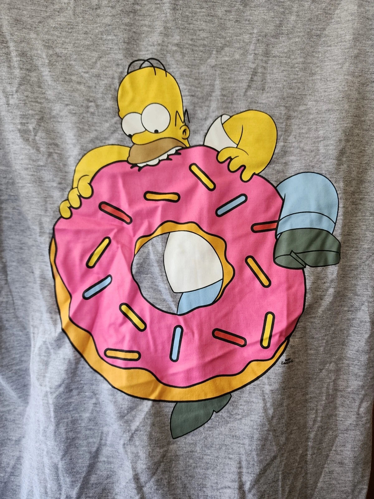 The Simpsons Mens Homer Donuts Grey Black Printed 2 Piece Pyjama Set Size S New