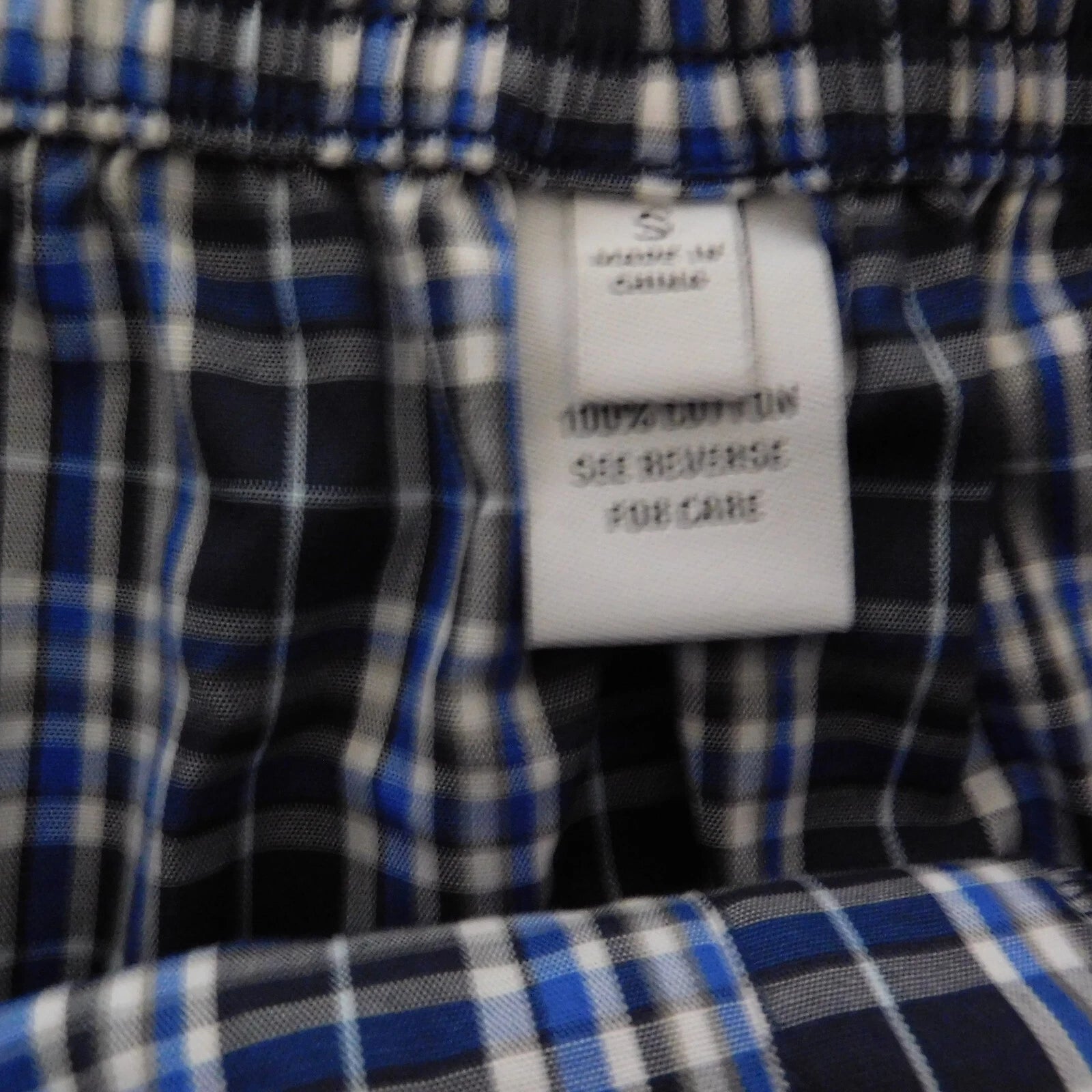 NEW Mens Cotton Pajamas Short Sleeve Shorts Blue Plaid Button Front Size Small