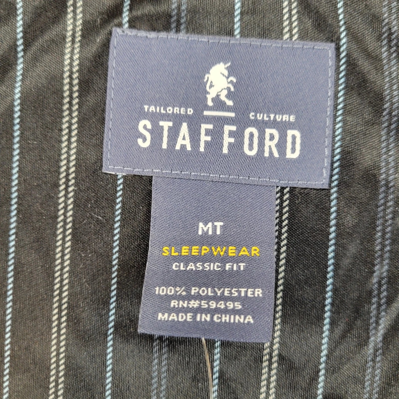 Stafford Pajama Set Satin Black Stripe Sleepwear S/S Shirt & Shorts Mens MT NWT