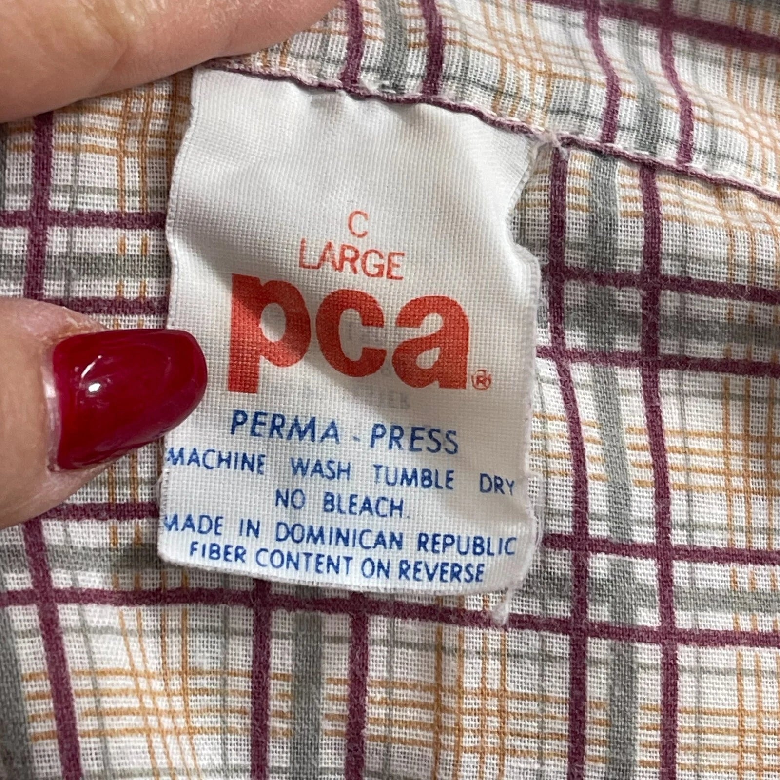 VTG PCA Perma Press Men's 2 Piece Pajama Set Sz L Top Bottom Plaid Grandpa Comfy