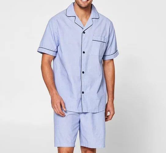 Mens size L  POPLIN button up COTTON summer Pyjamas large Target NEW A696