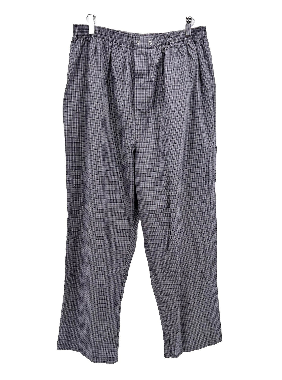 Stafford Mens Pajama Set Gray Plaid XL Long Sleeves Pants Lightweight