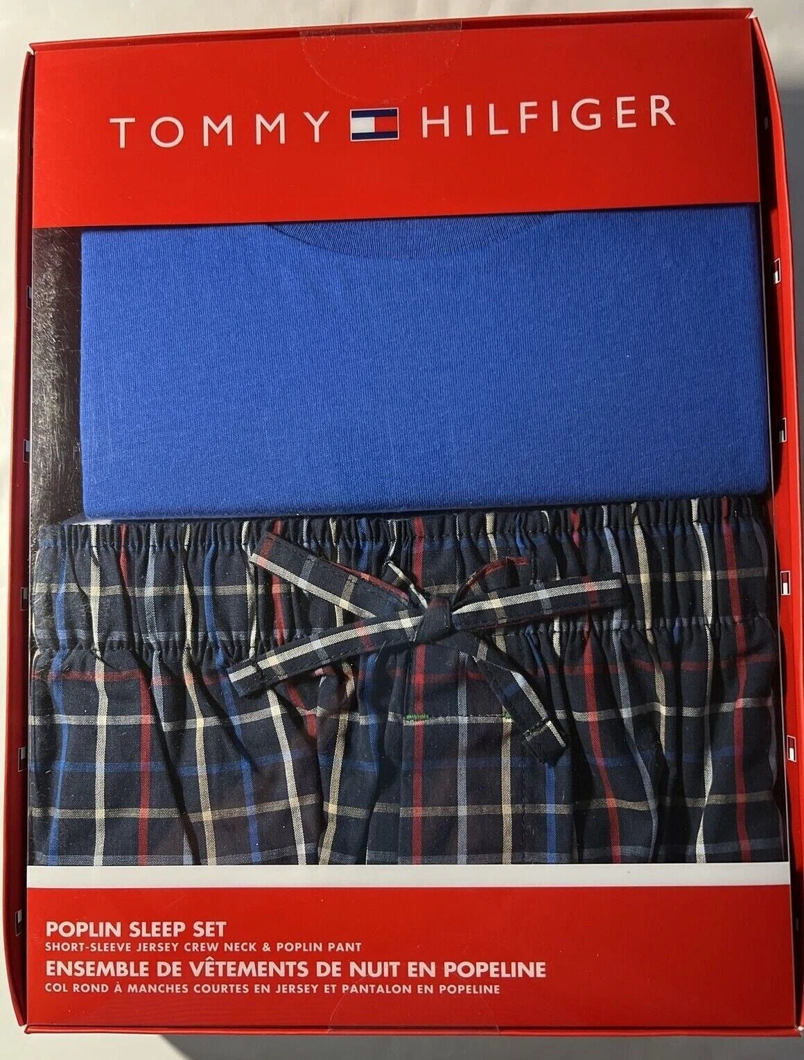 TOMMY HILFIGER POLPLIN COTTON SLEEPWEAR LOUNGE SET PAJAMA MEDIUM LARGE XL $65
