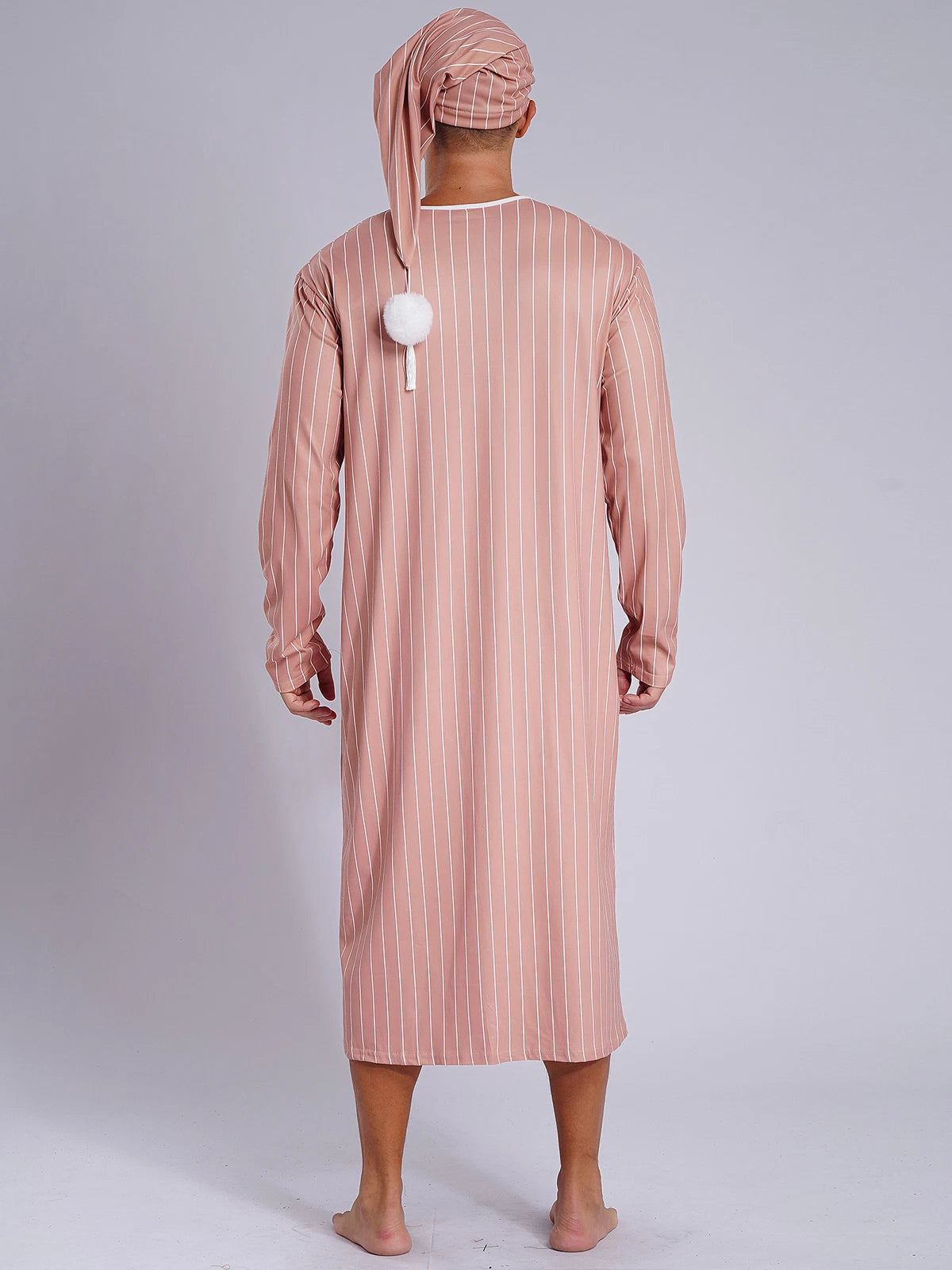 Mens Nightgowns Arabian Pajamas Striped Nightwear Loose Fit Up Cosplay Costume