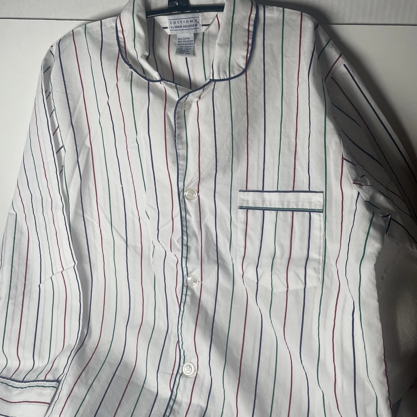 Van Heusen Editions Pajamas Men Size M Striped Cotton Poly PJs Nightwear